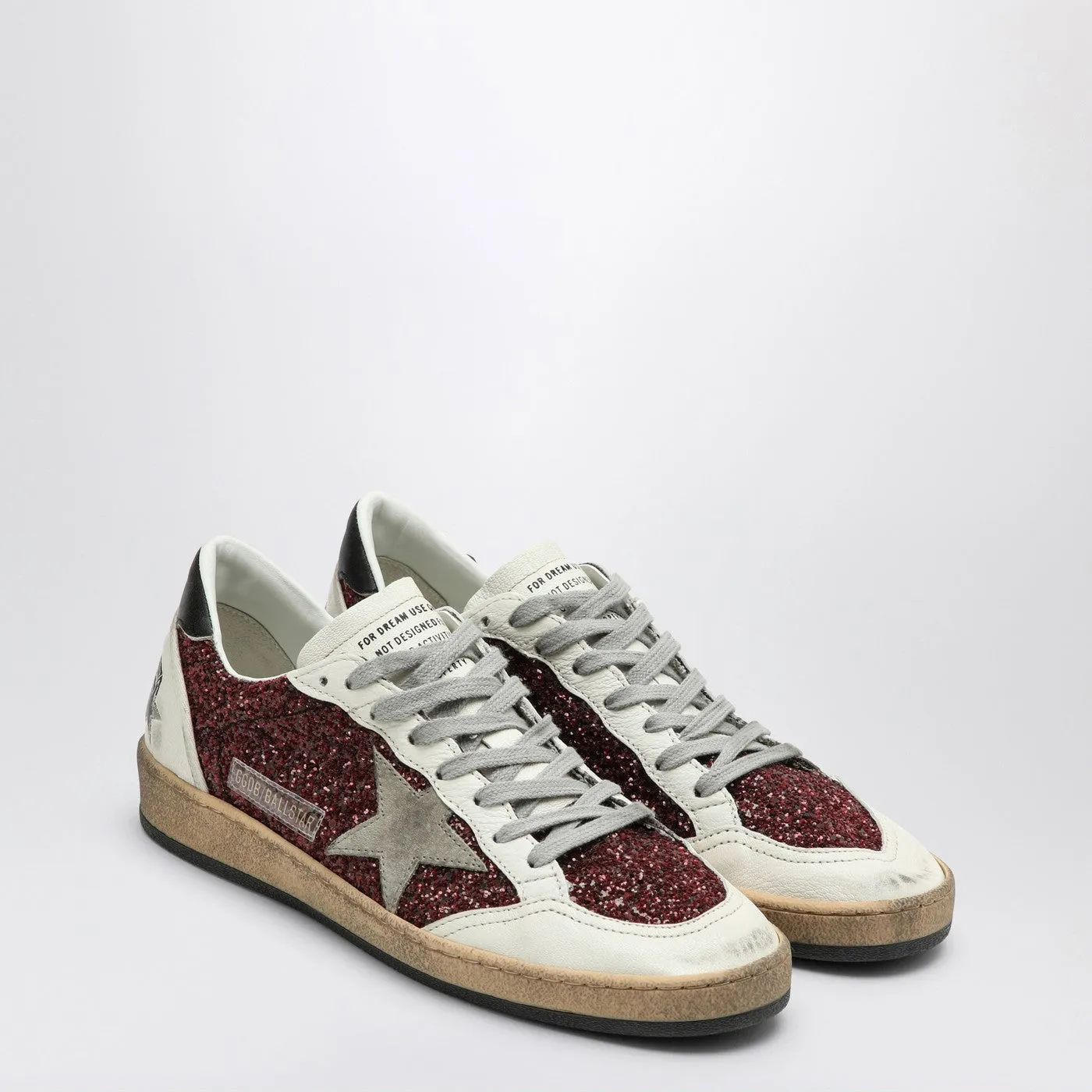 Golden Goose    Golden Goose Sneakers Ball Star With Burgundy Glitter