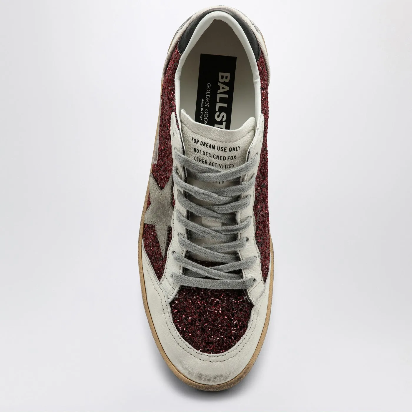 Golden Goose    Golden Goose Sneakers Ball Star With Burgundy Glitter