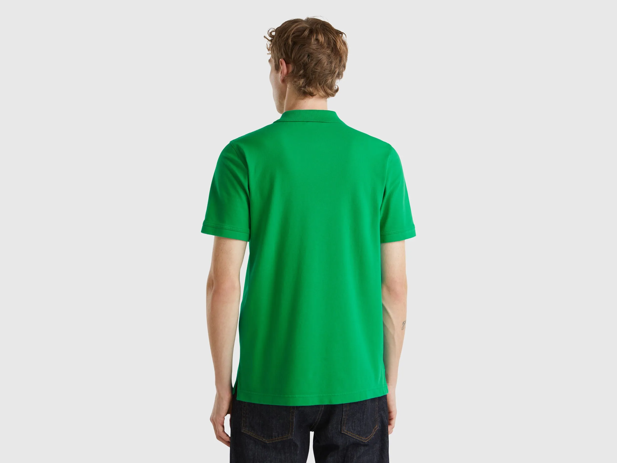 Green slim fit polo - Green | Benetton