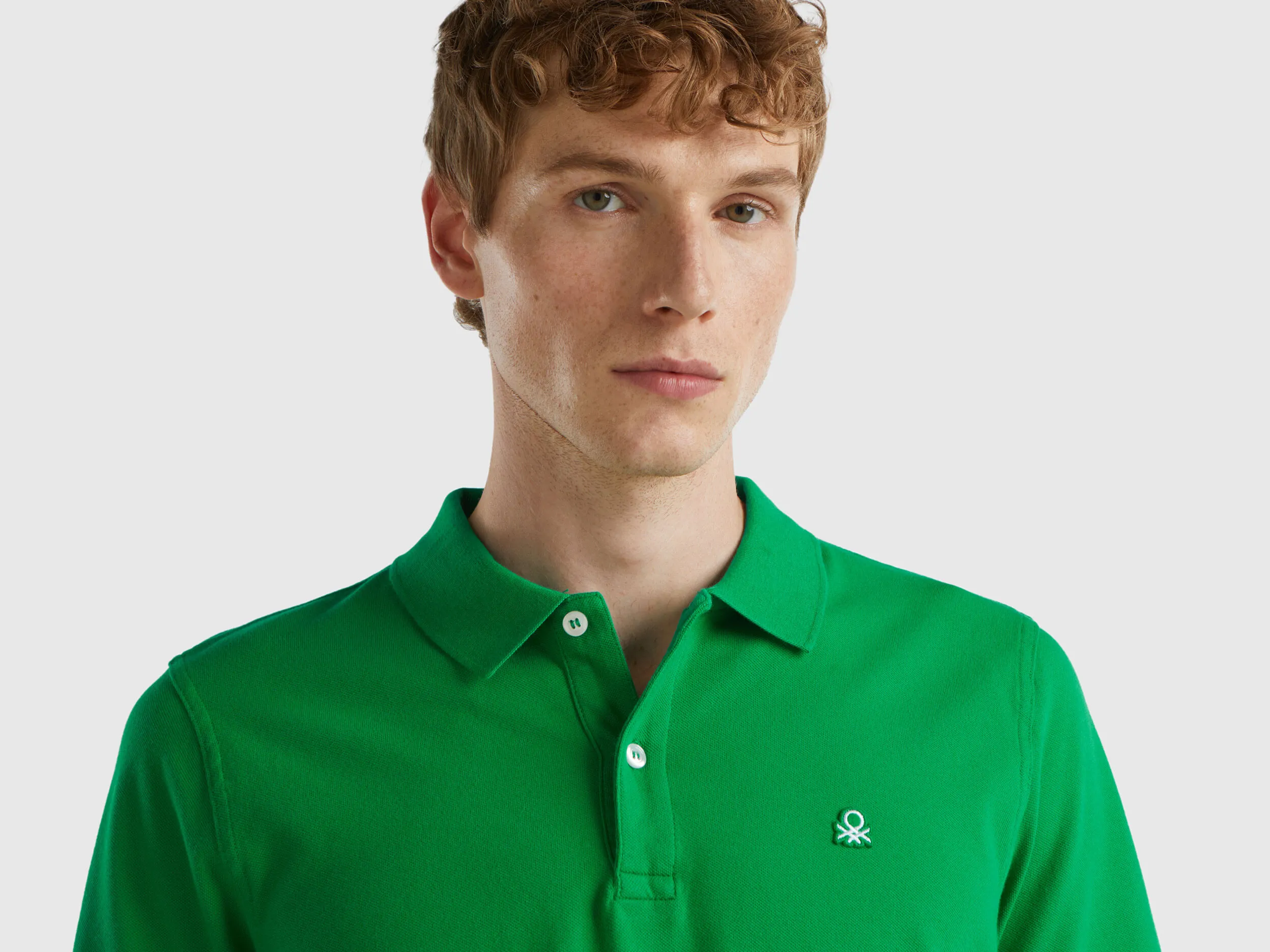 Green slim fit polo - Green | Benetton