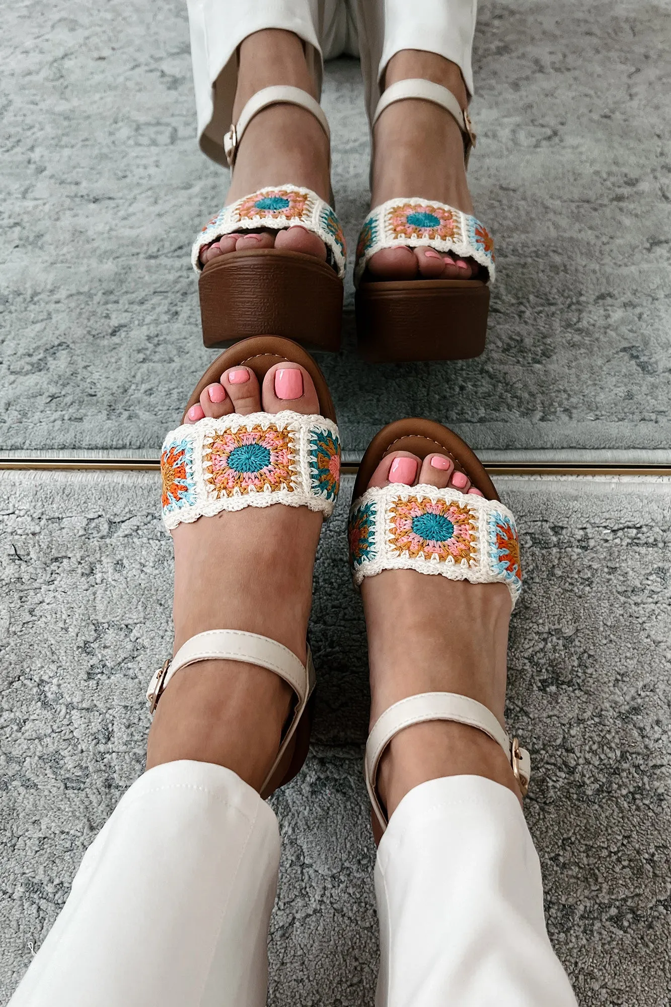 Gypsy Child Crochet Platform Sandals (Beige)