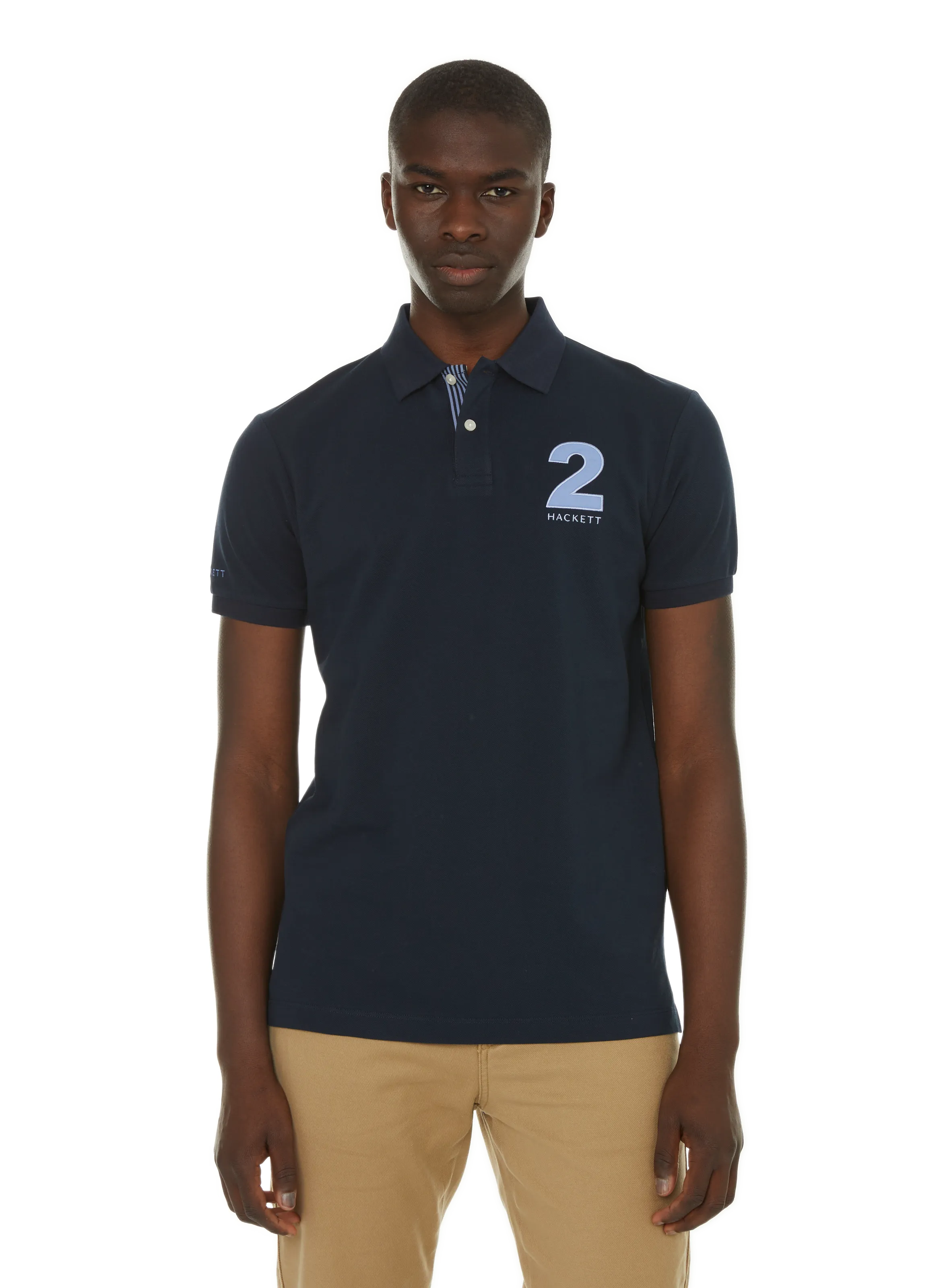 HACKETT  Plain cotton polo shirt - Blue