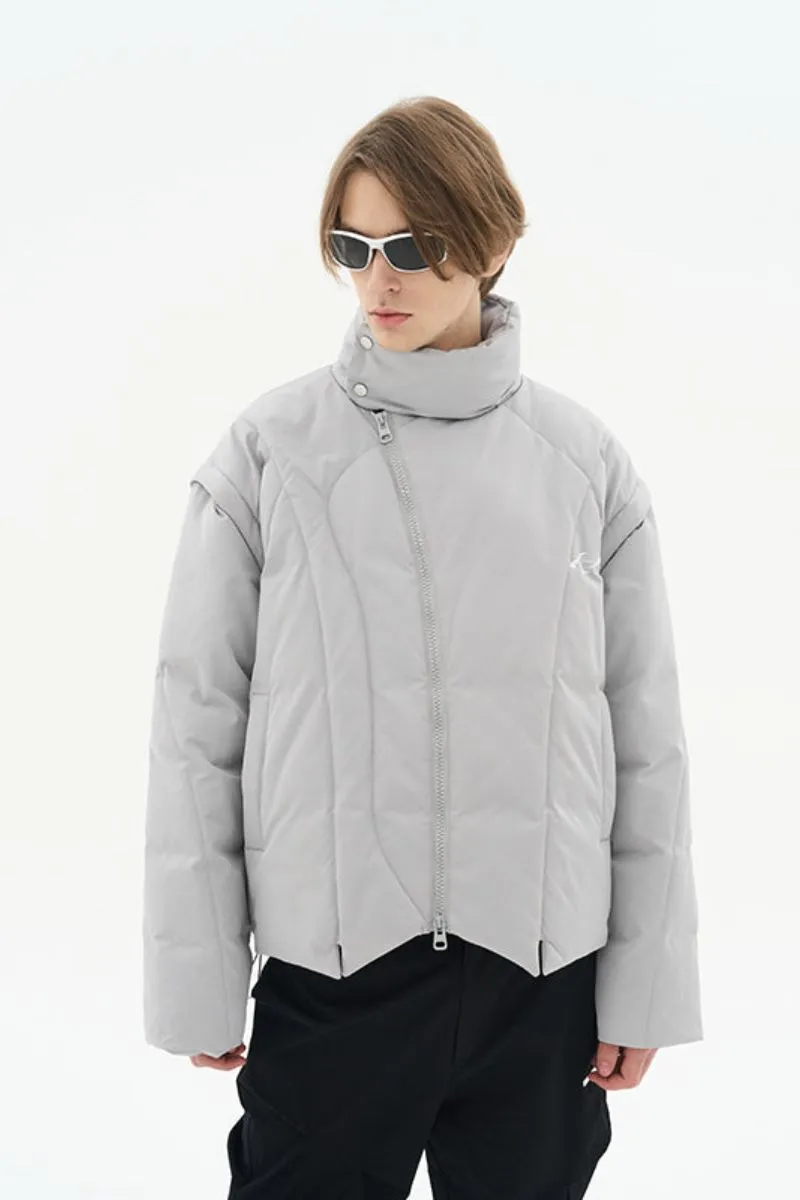 H/C Asymmetrical Zipper Stitched Padded Jacket