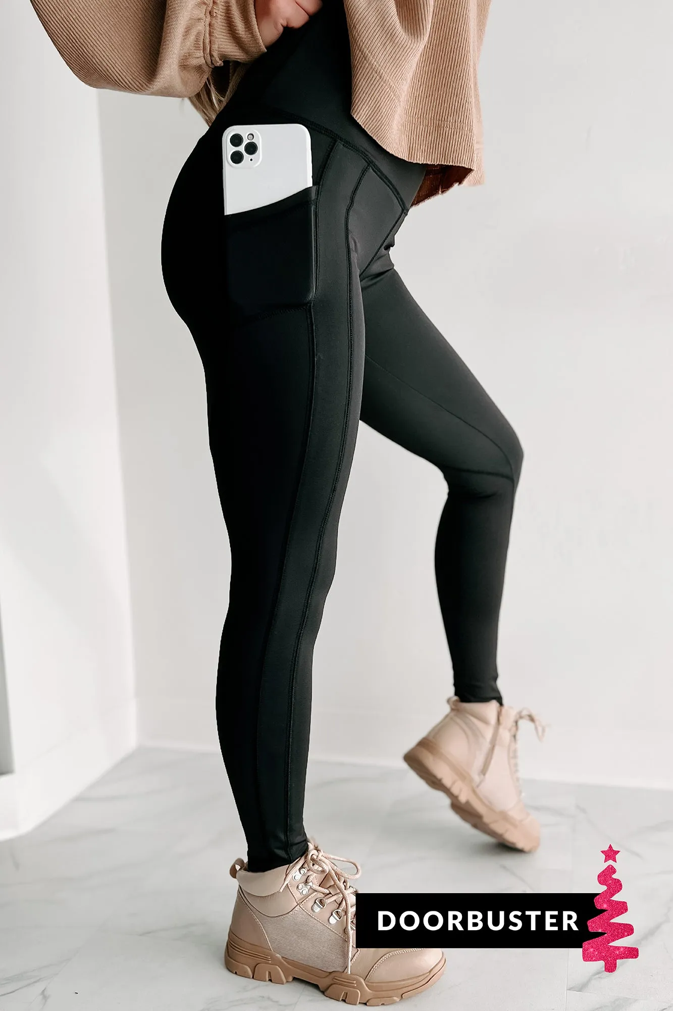 Holiday Steal- Working On Me High Waisted Side Pocket Leggings (Black)