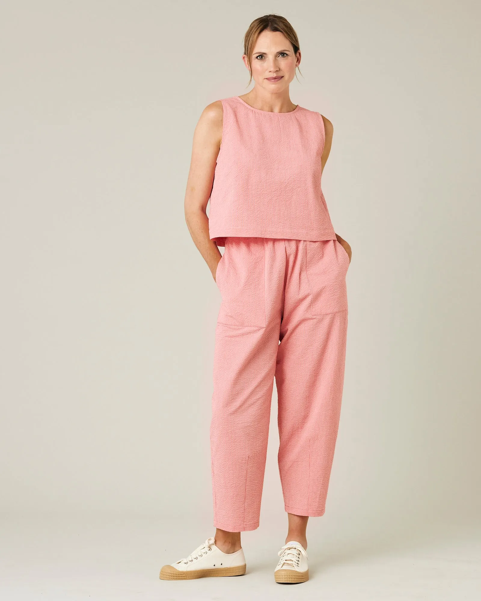 Huxley Coral Seersucker Trousers