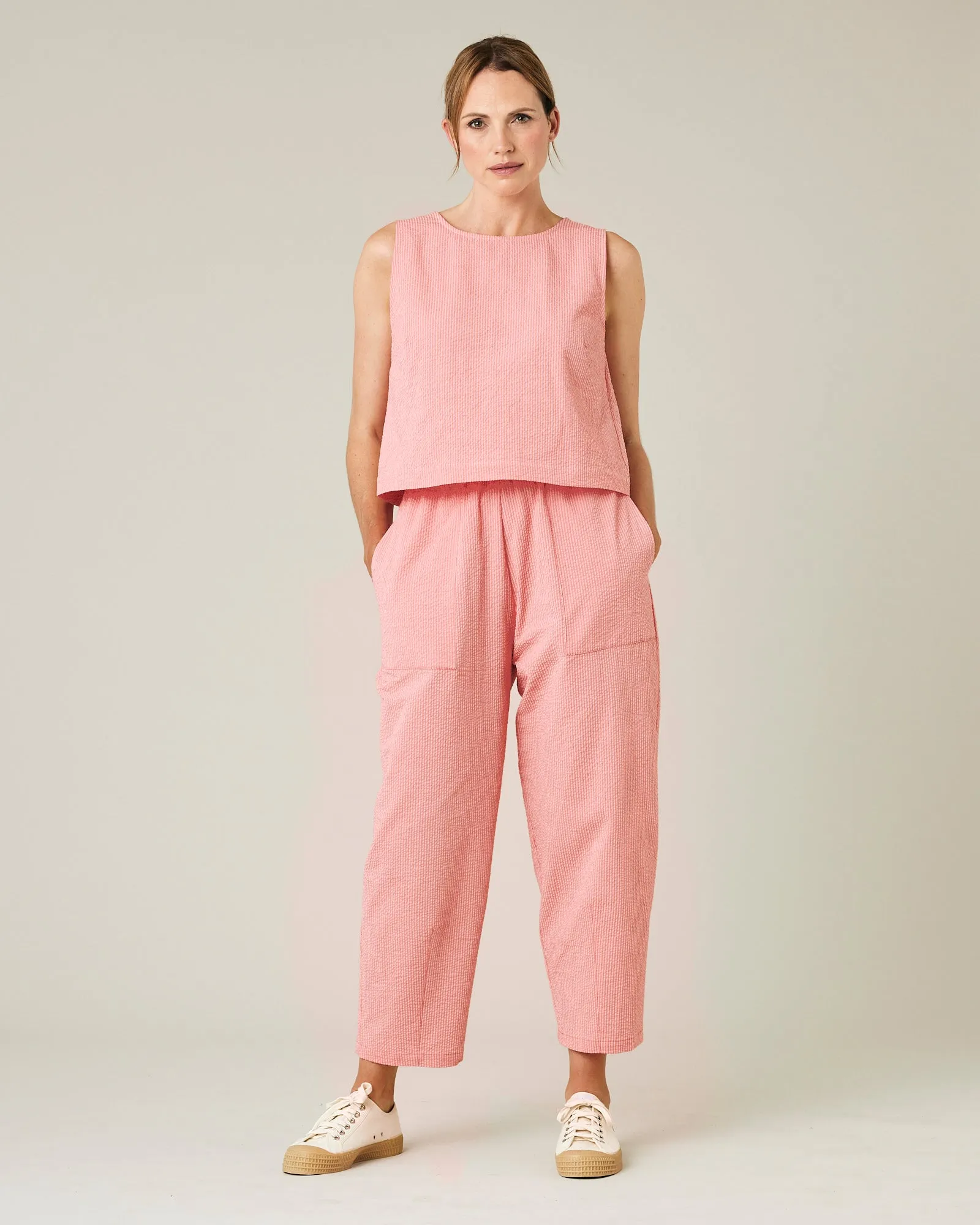 Huxley Coral Seersucker Trousers