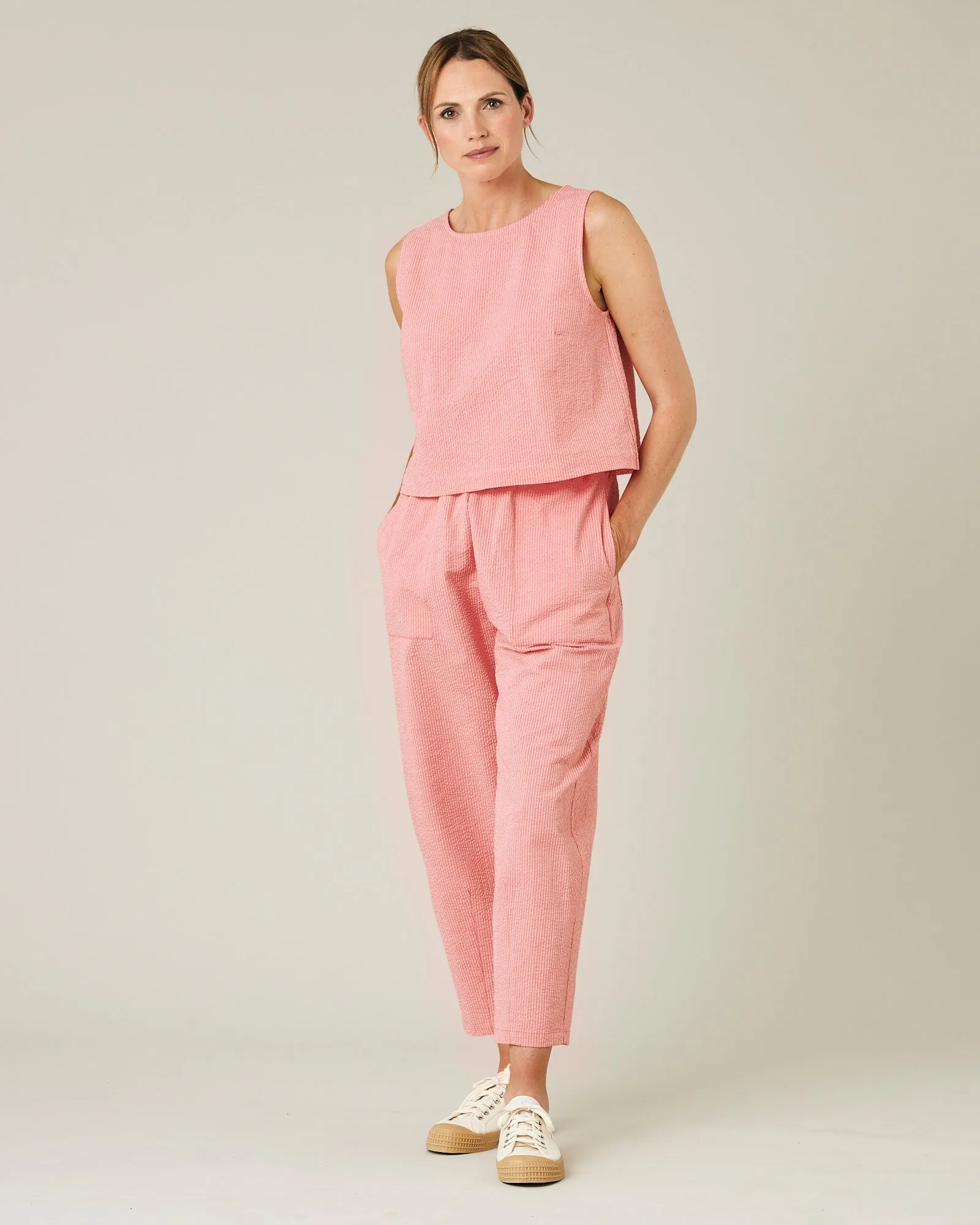 Huxley Coral Seersucker Trousers