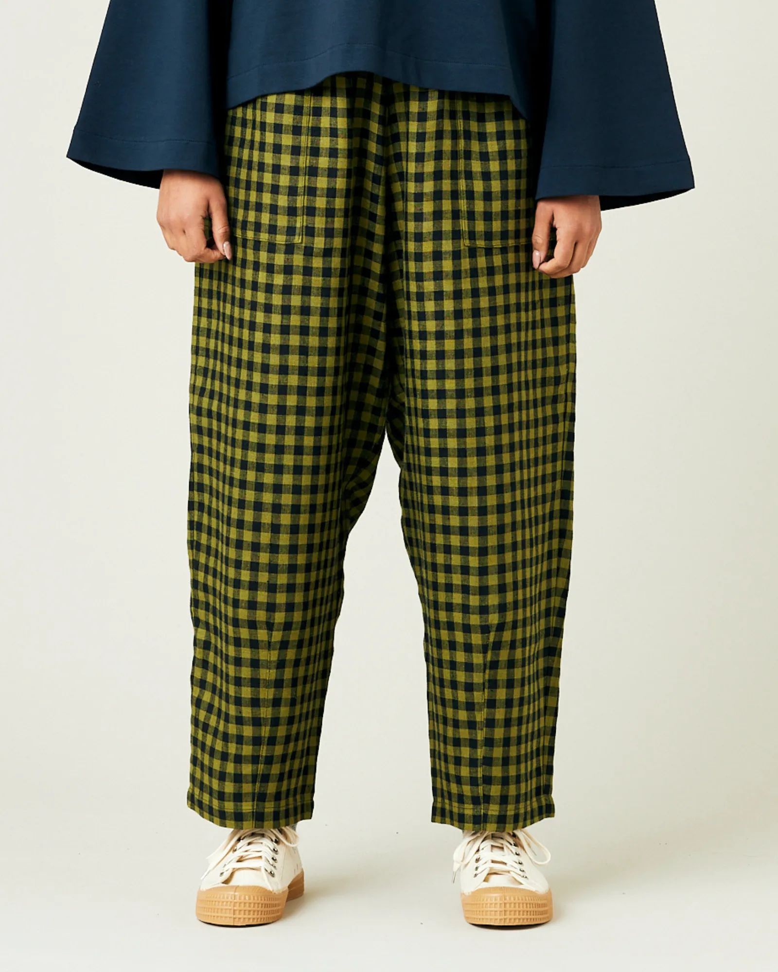 Huxley Green Gingham Linen Trousers