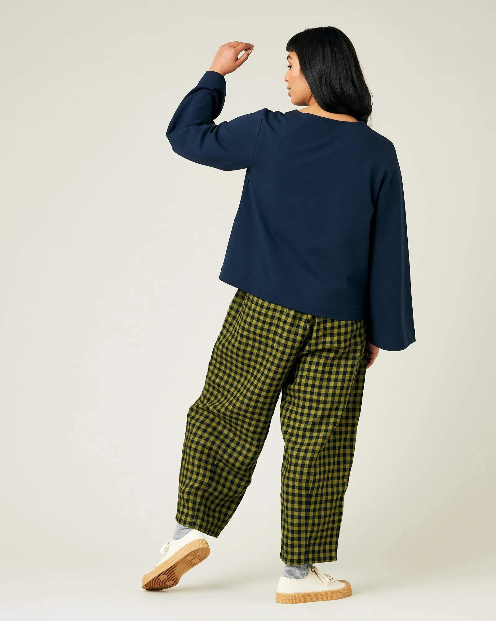 Huxley Green Gingham Linen Trousers