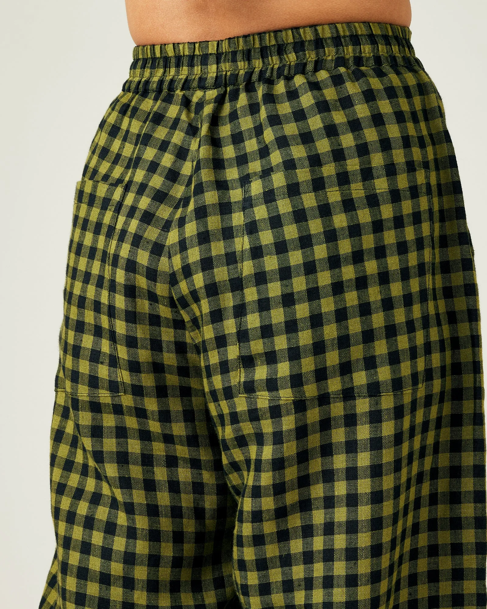 Huxley Green Gingham Linen Trousers