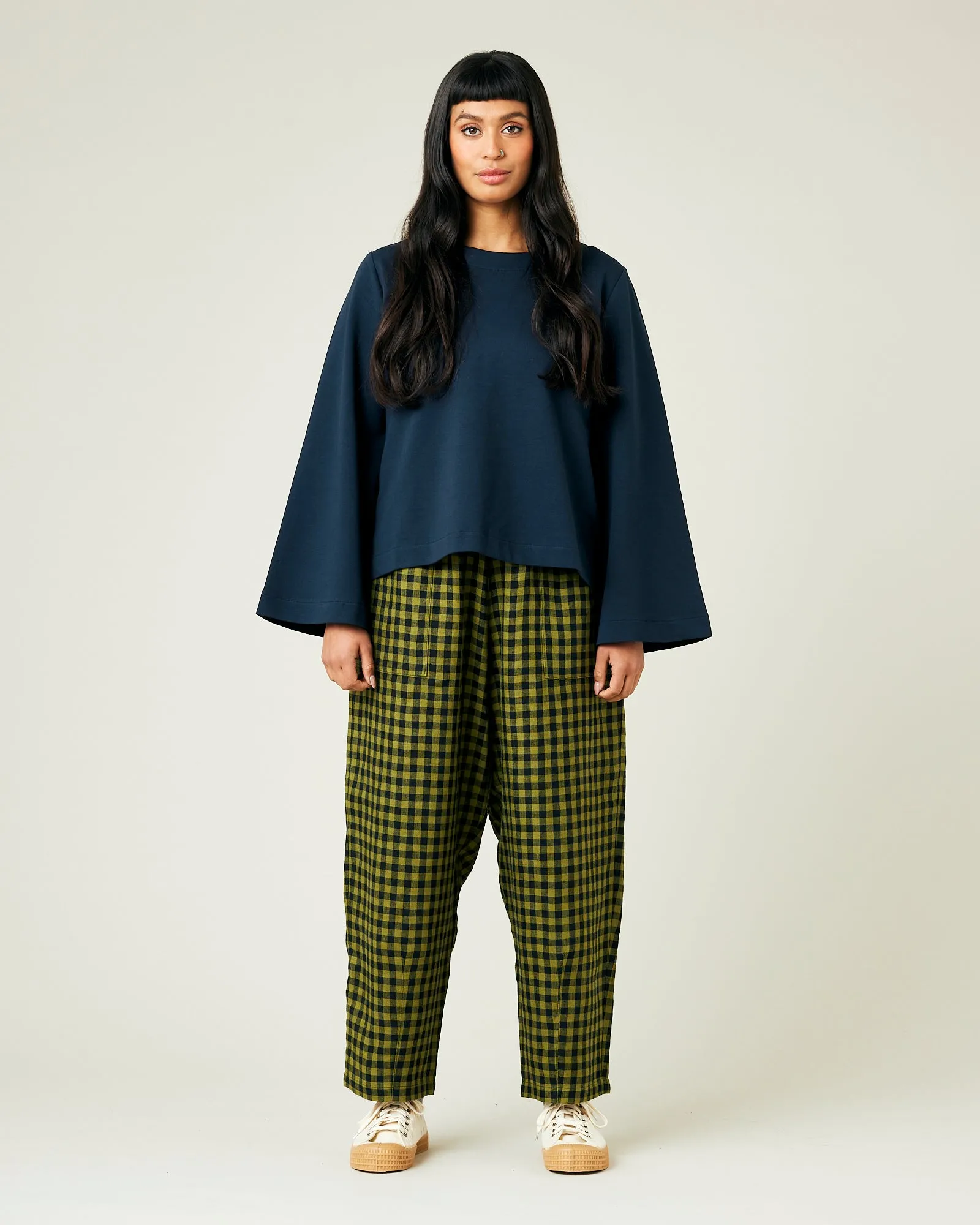 Huxley Green Gingham Linen Trousers