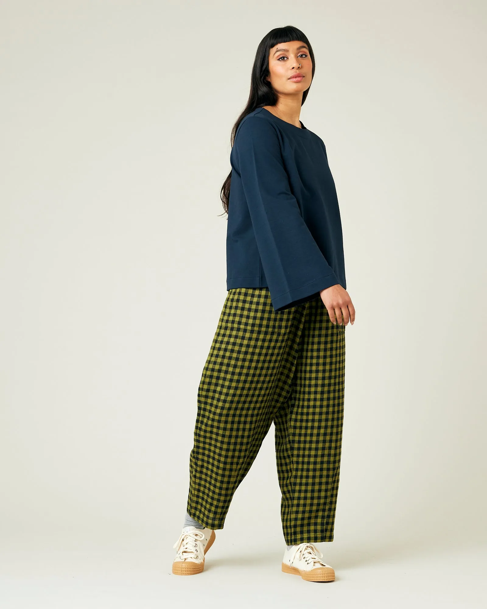 Huxley Green Gingham Linen Trousers