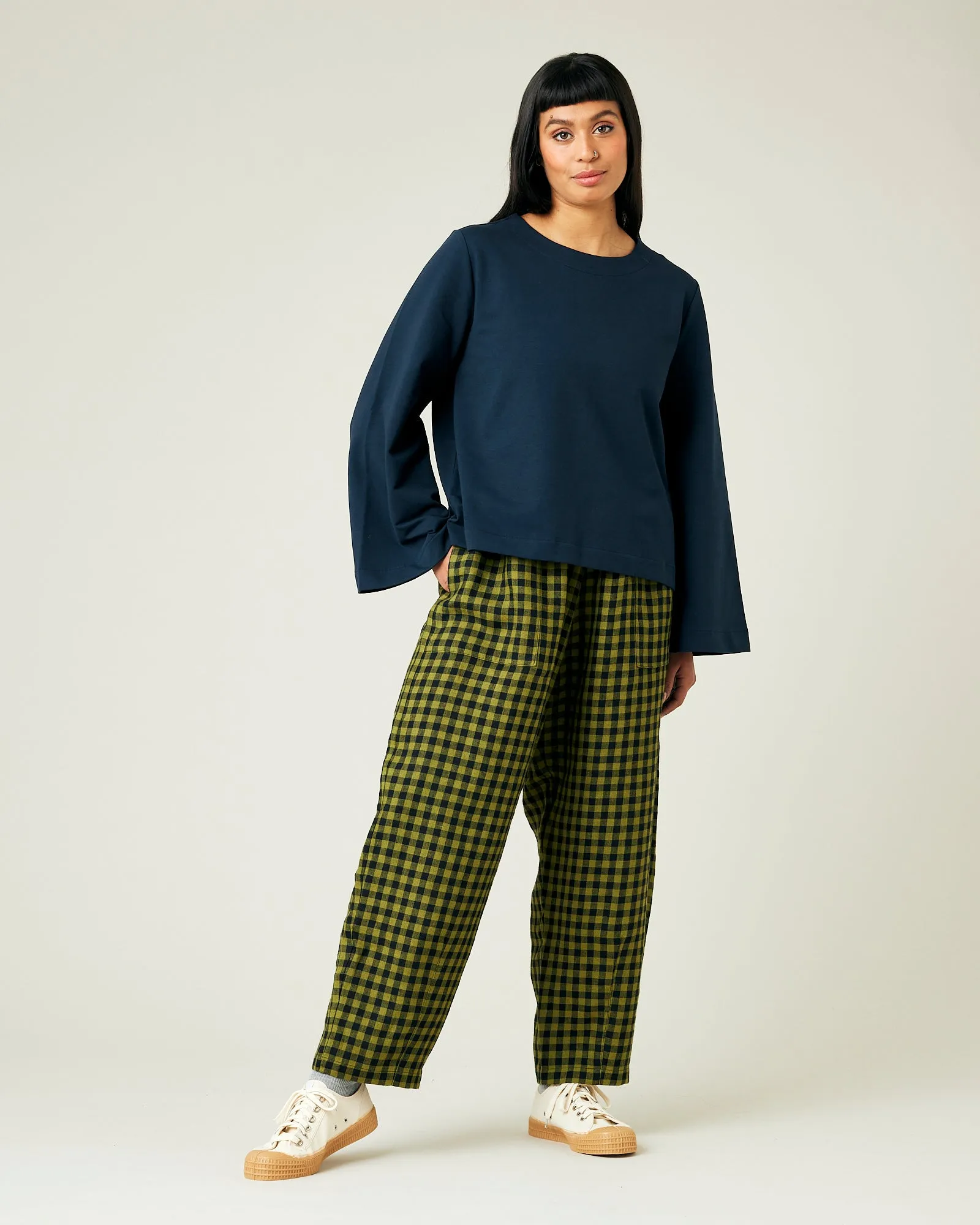 Huxley Green Gingham Linen Trousers