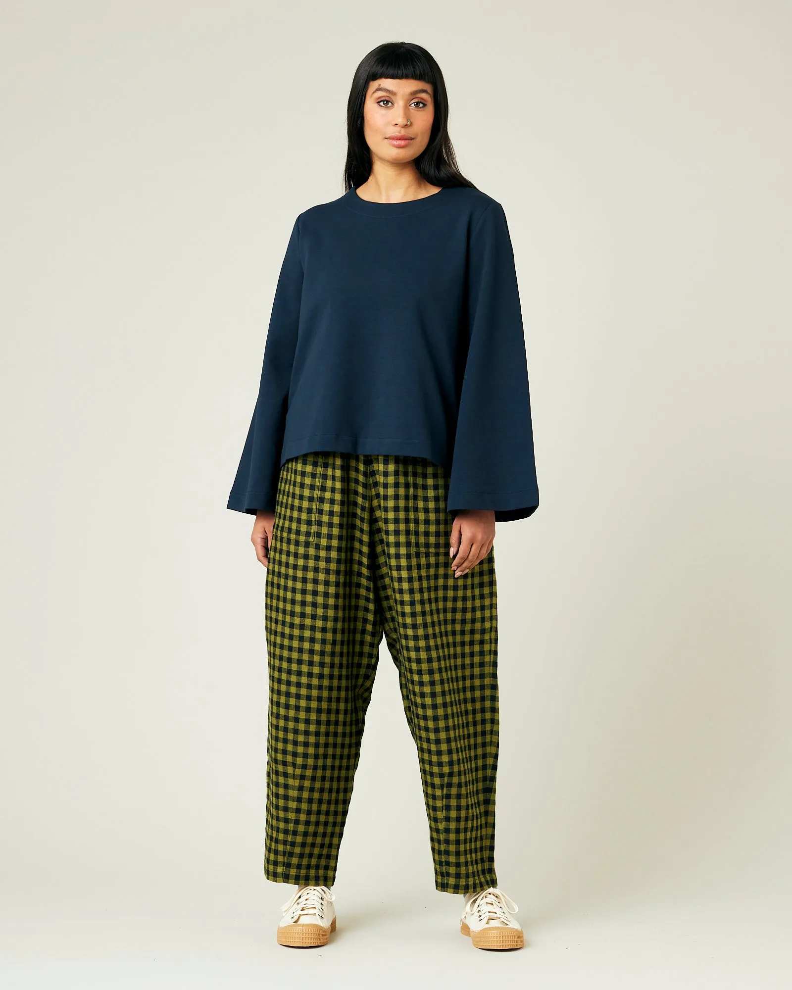 Huxley Green Gingham Linen Trousers