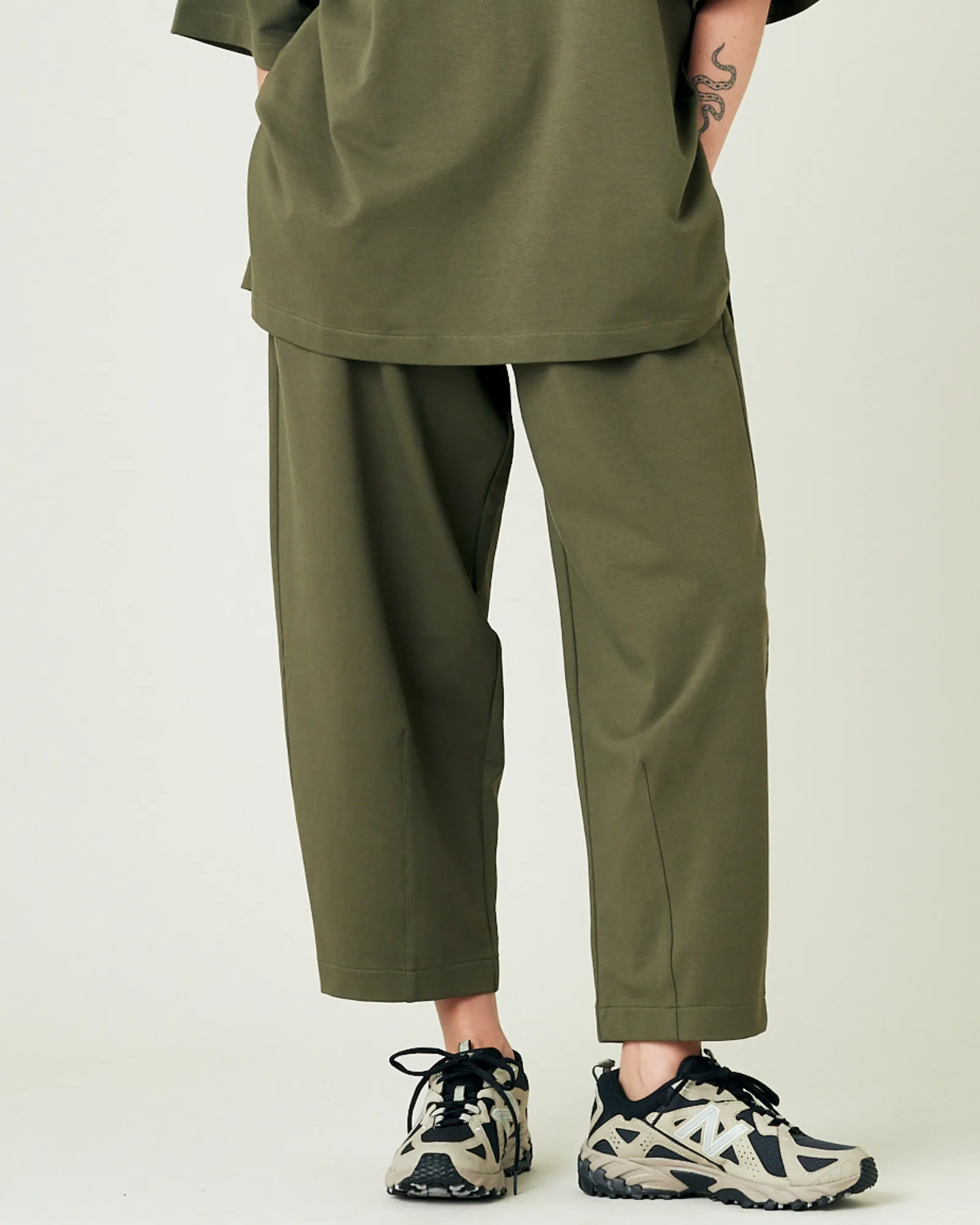 Huxley Olive Cotton Jersey Trousers