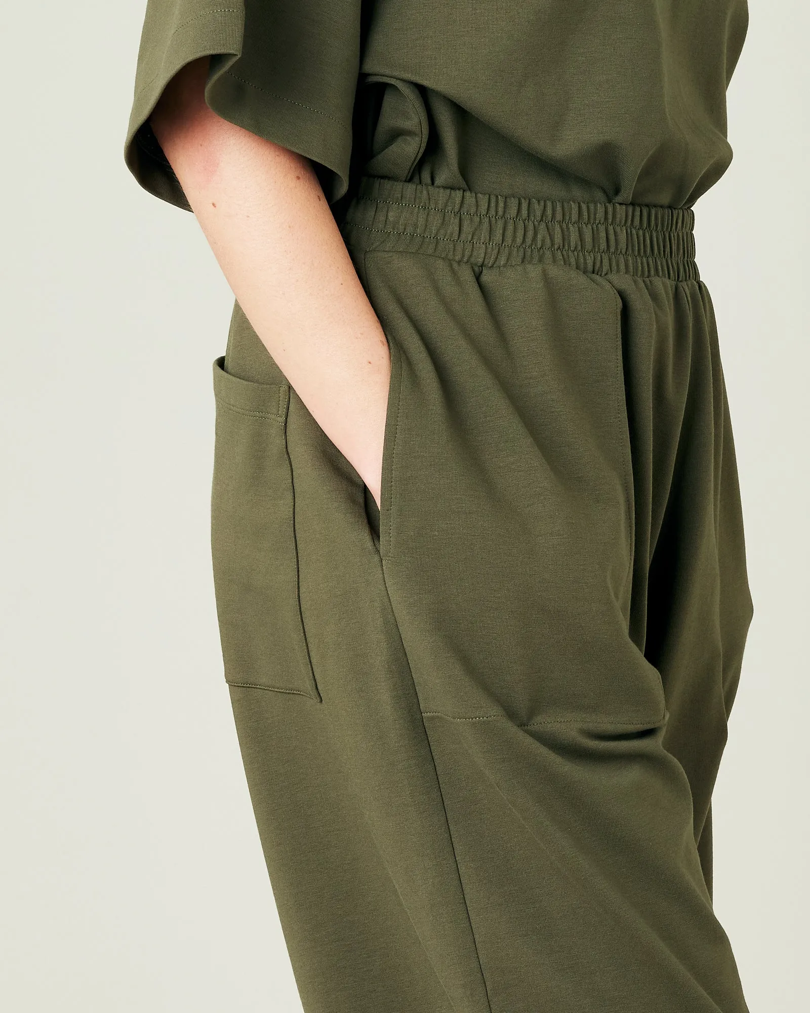 Huxley Olive Cotton Jersey Trousers