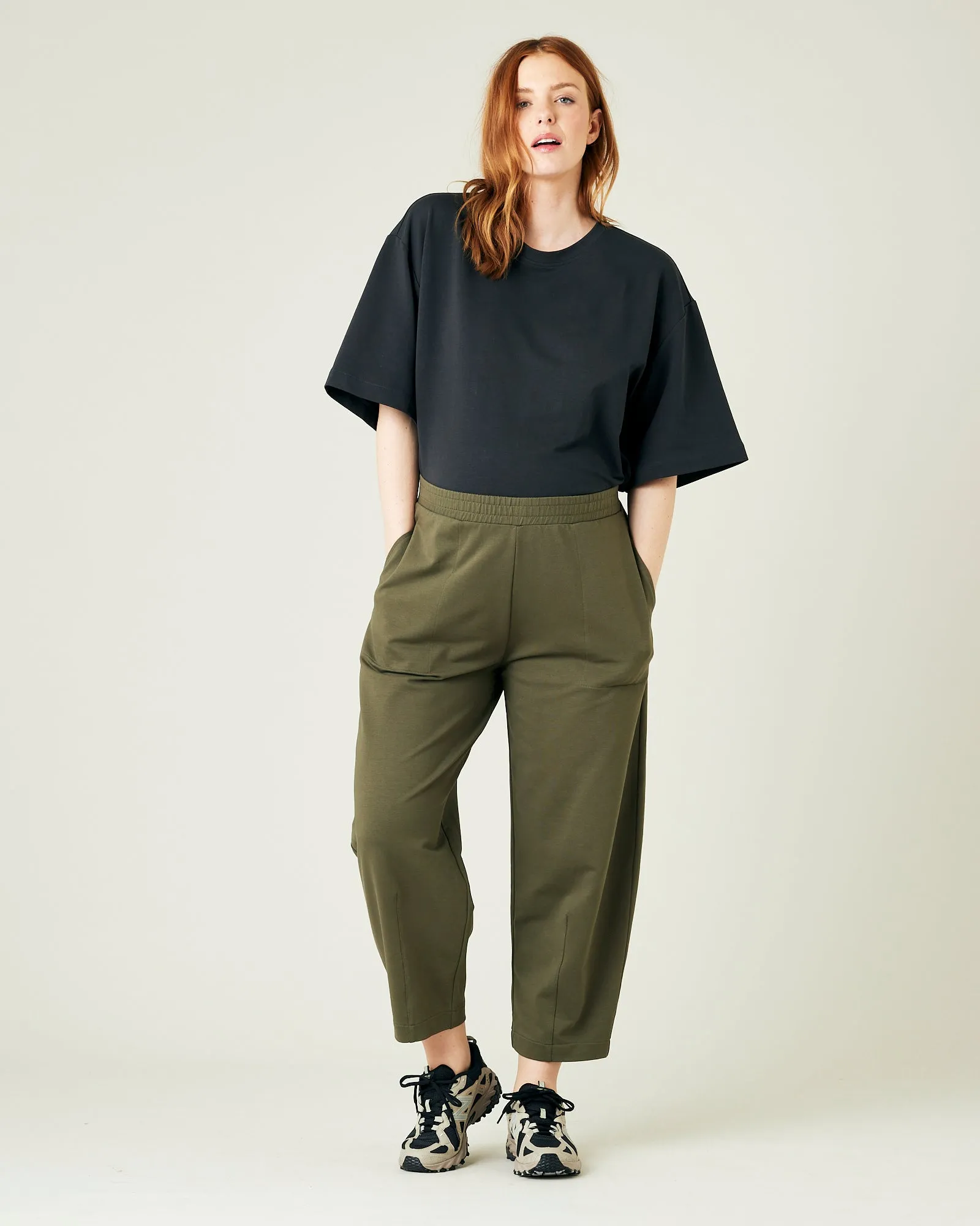 Huxley Olive Cotton Jersey Trousers