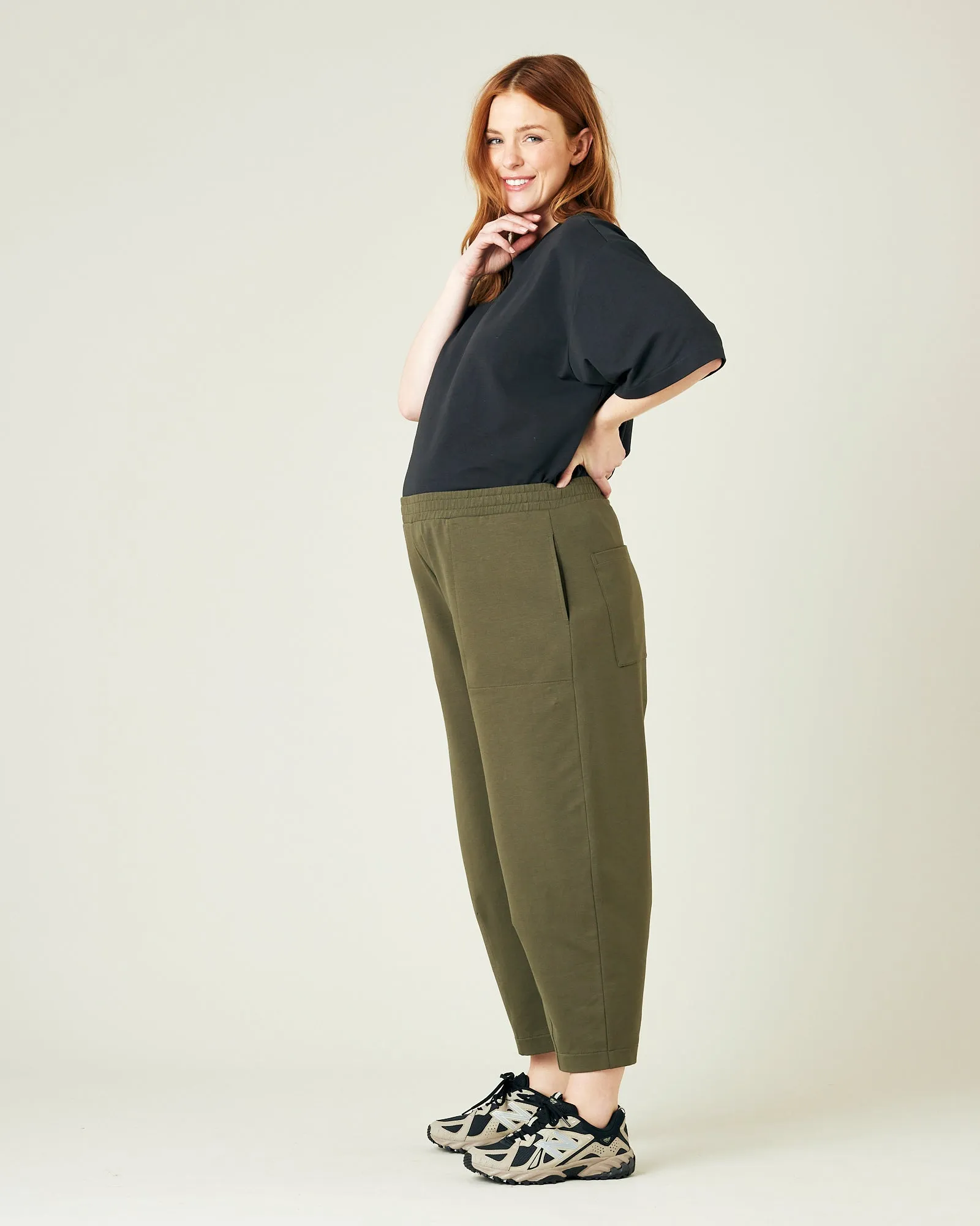 Huxley Olive Cotton Jersey Trousers