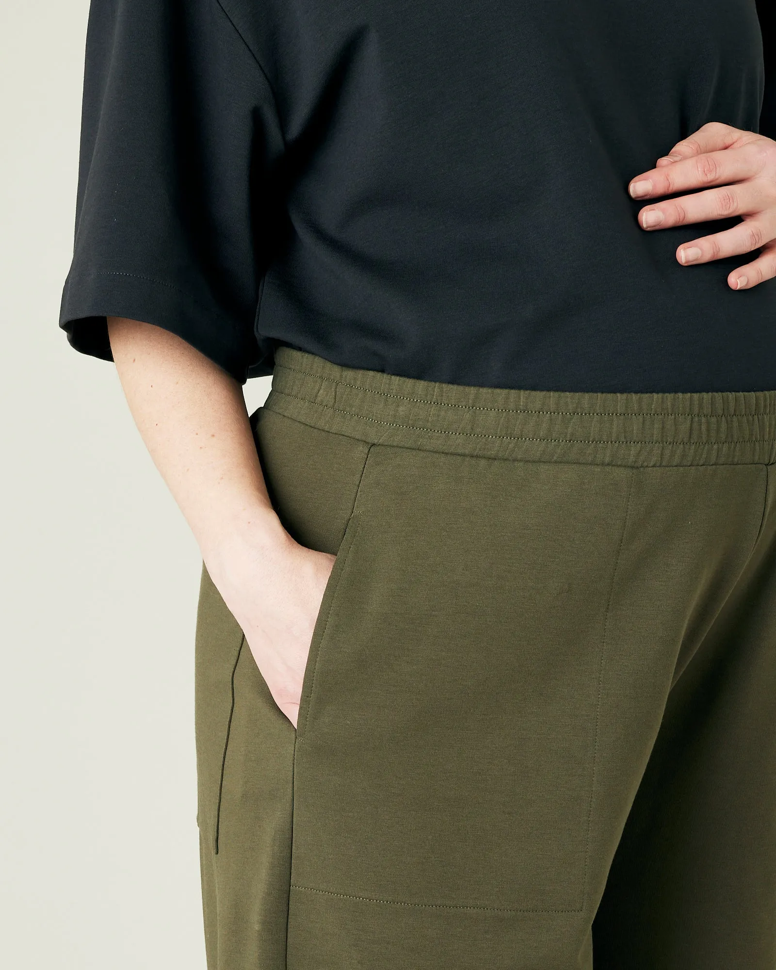 Huxley Olive Cotton Jersey Trousers