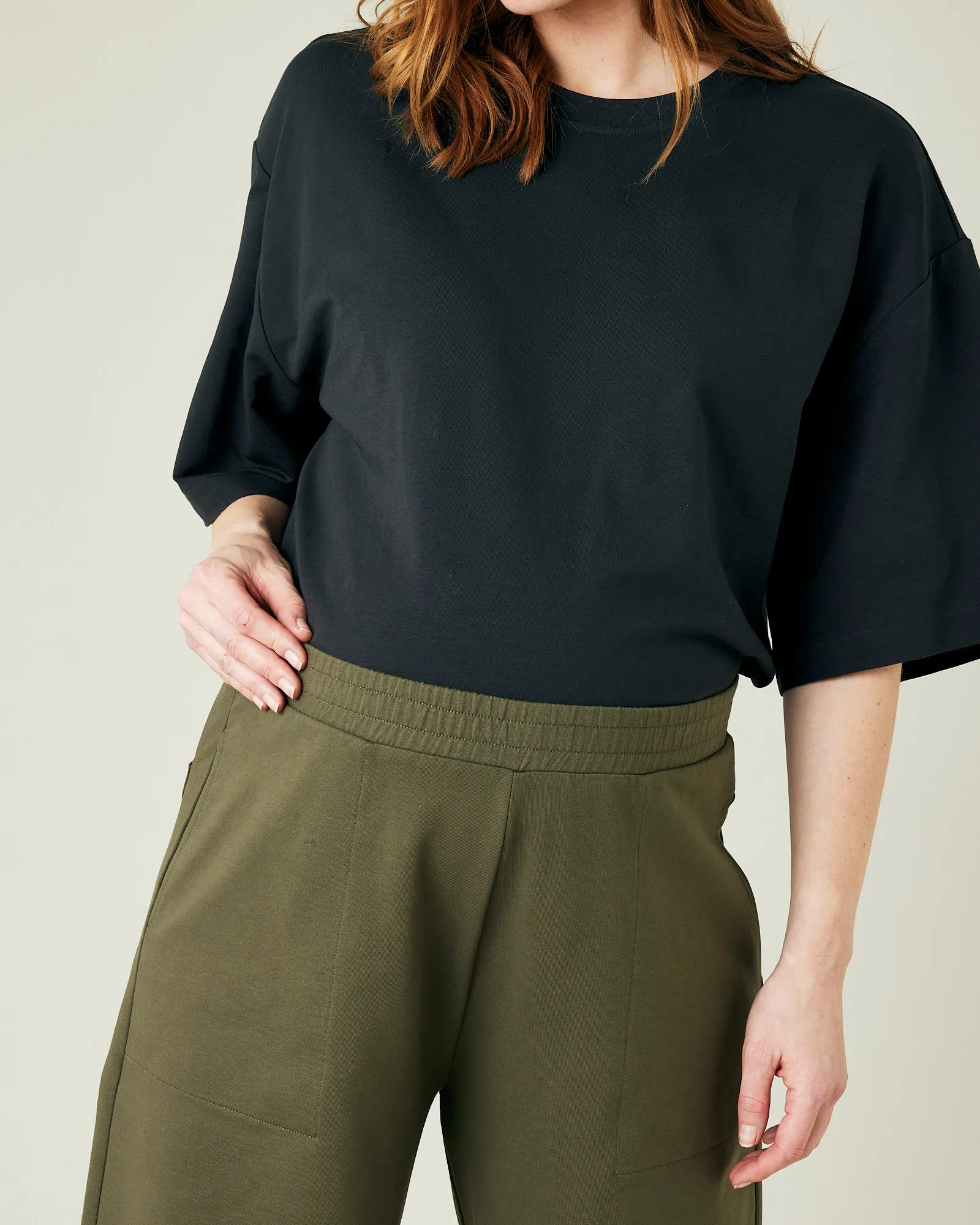 Huxley Olive Cotton Jersey Trousers