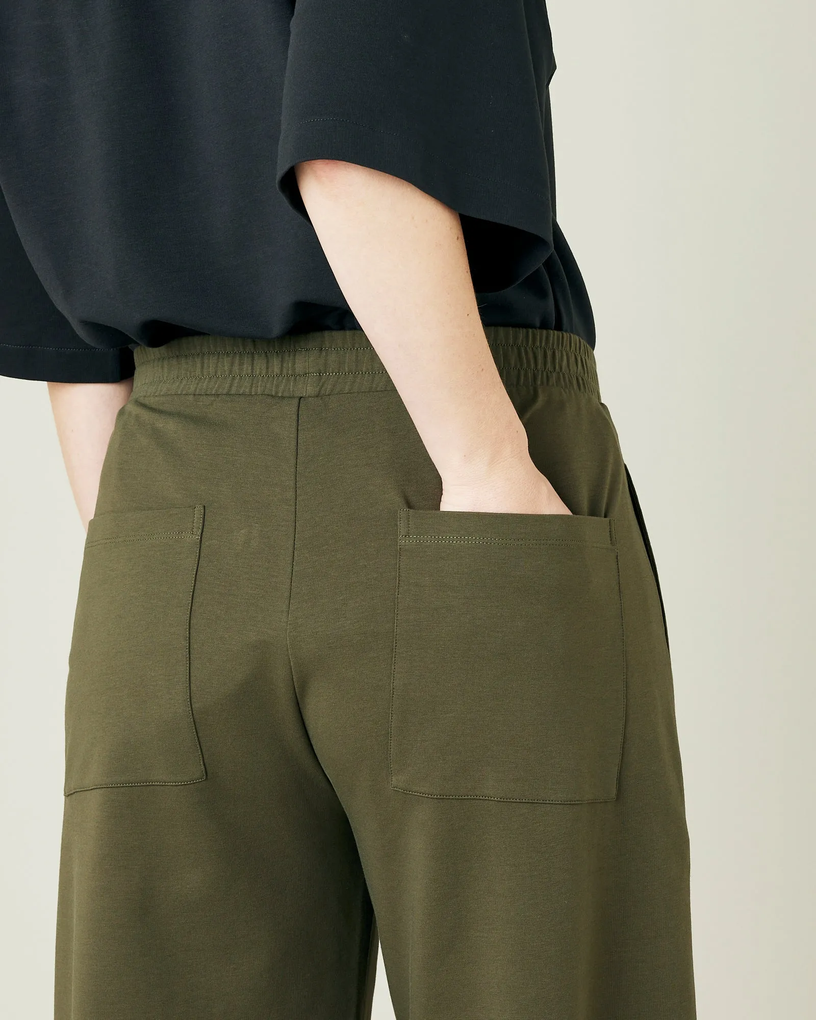 Huxley Olive Cotton Jersey Trousers