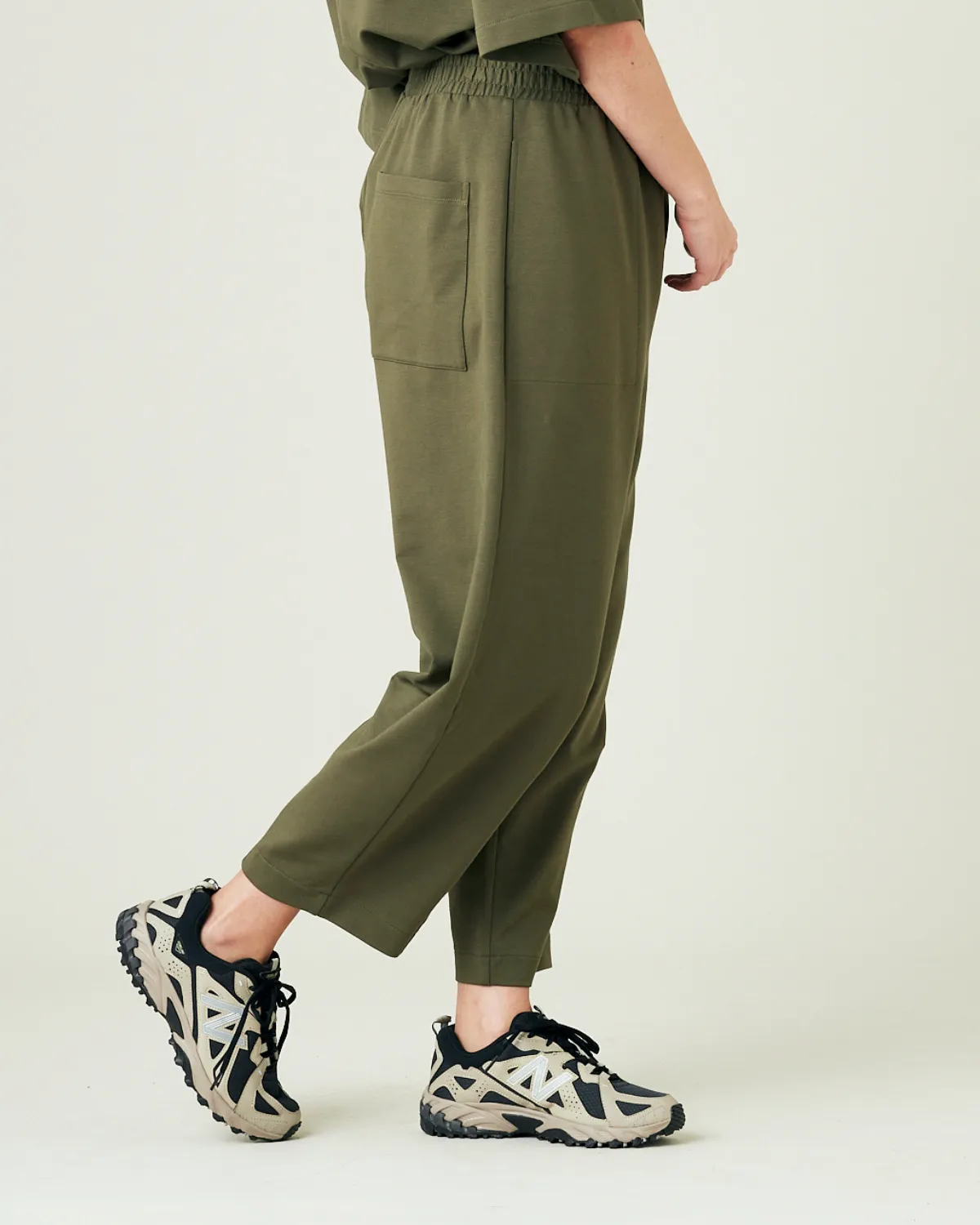 Huxley Olive Cotton Jersey Trousers