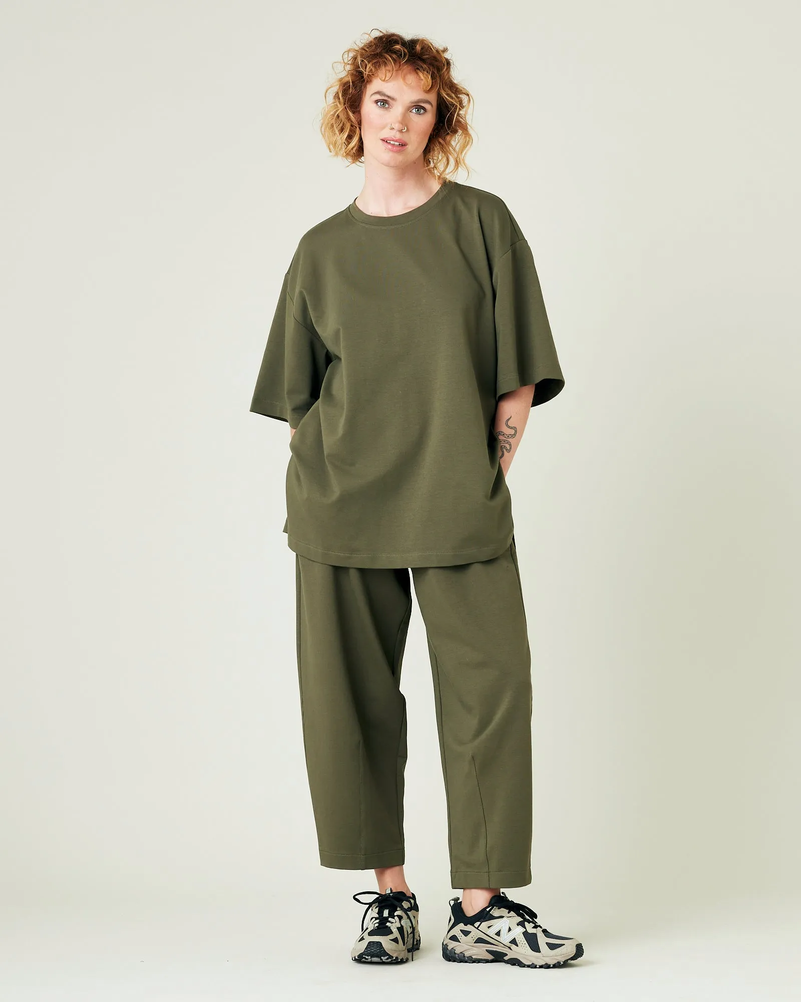 Huxley Olive Cotton Jersey Trousers