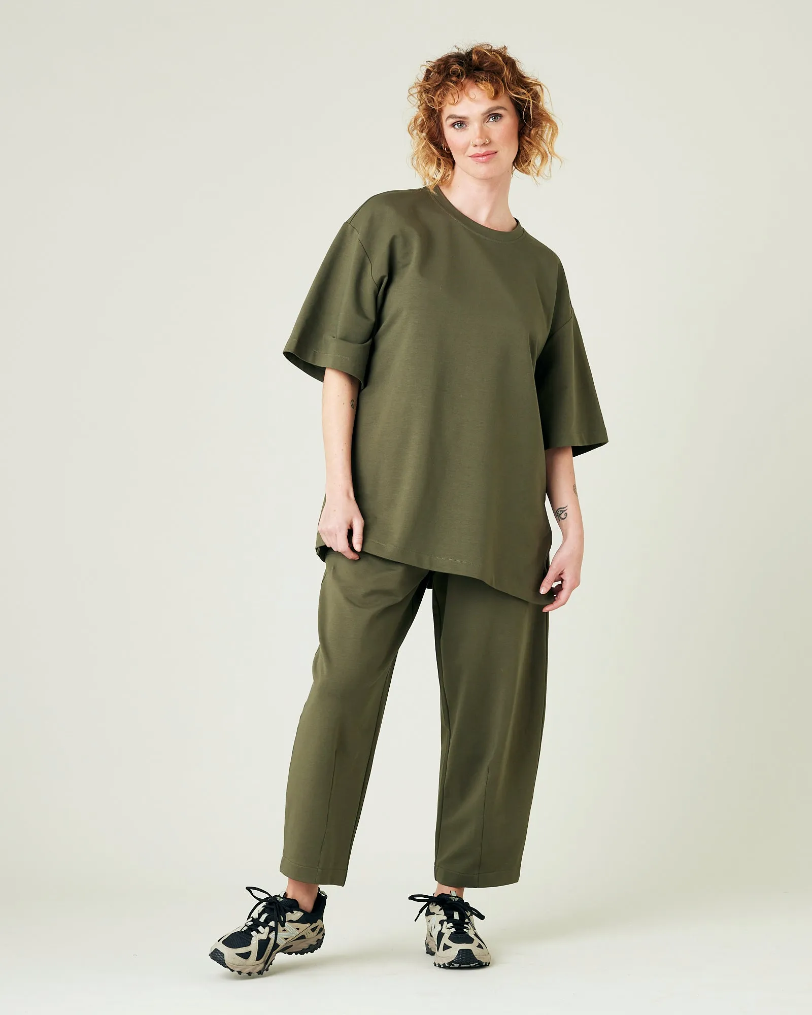 Huxley Olive Cotton Jersey Trousers