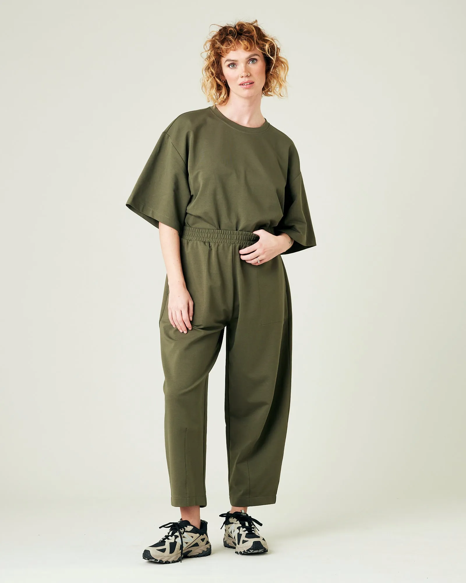 Huxley Olive Cotton Jersey Trousers