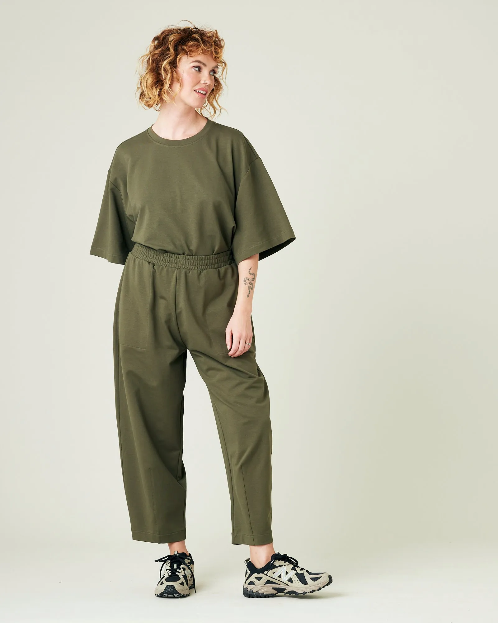 Huxley Olive Cotton Jersey Trousers