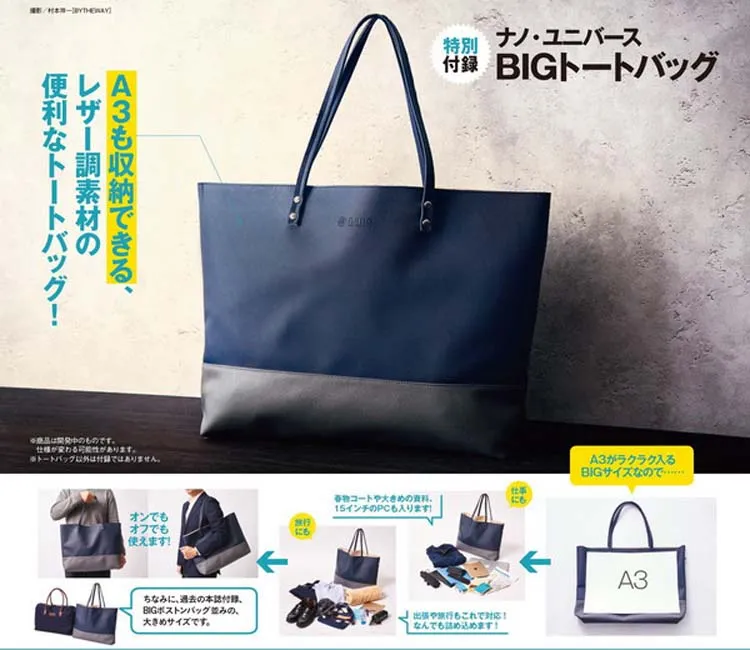 Japanese magazine gift Nano Blue Big Shoulder Bag