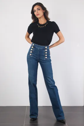 Jeans Bottoni Laterali Blue Vintage