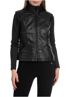 J.LINDEBERG VEST TAYLOR CROPPED LEATHER BLACK