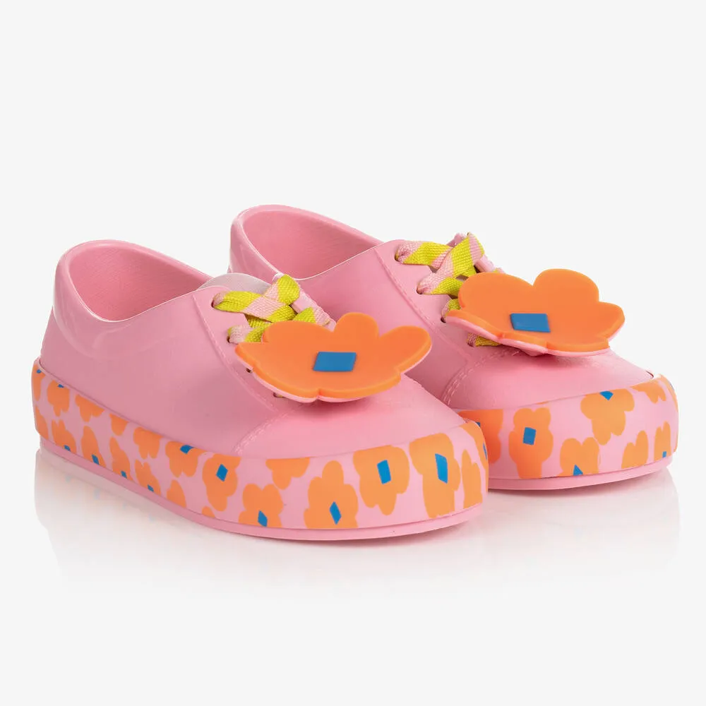 Junior Girls Pink Floral Jelly Trainers