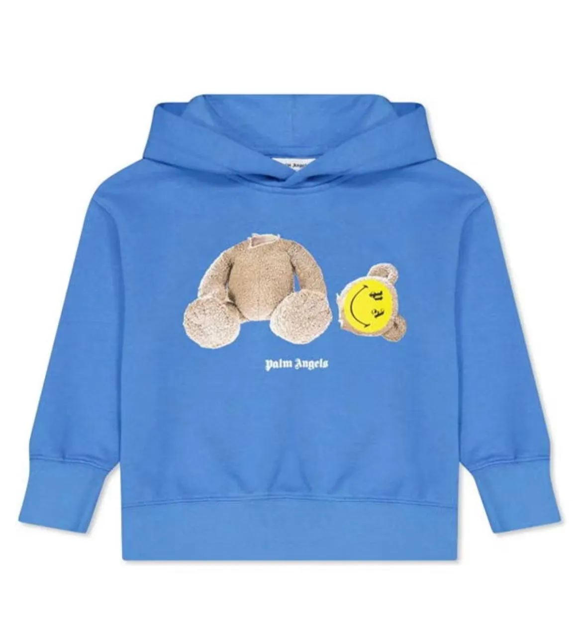 KIDS PALM ANGELS SMILEY BEAR LOGO HOODIE - BLUE