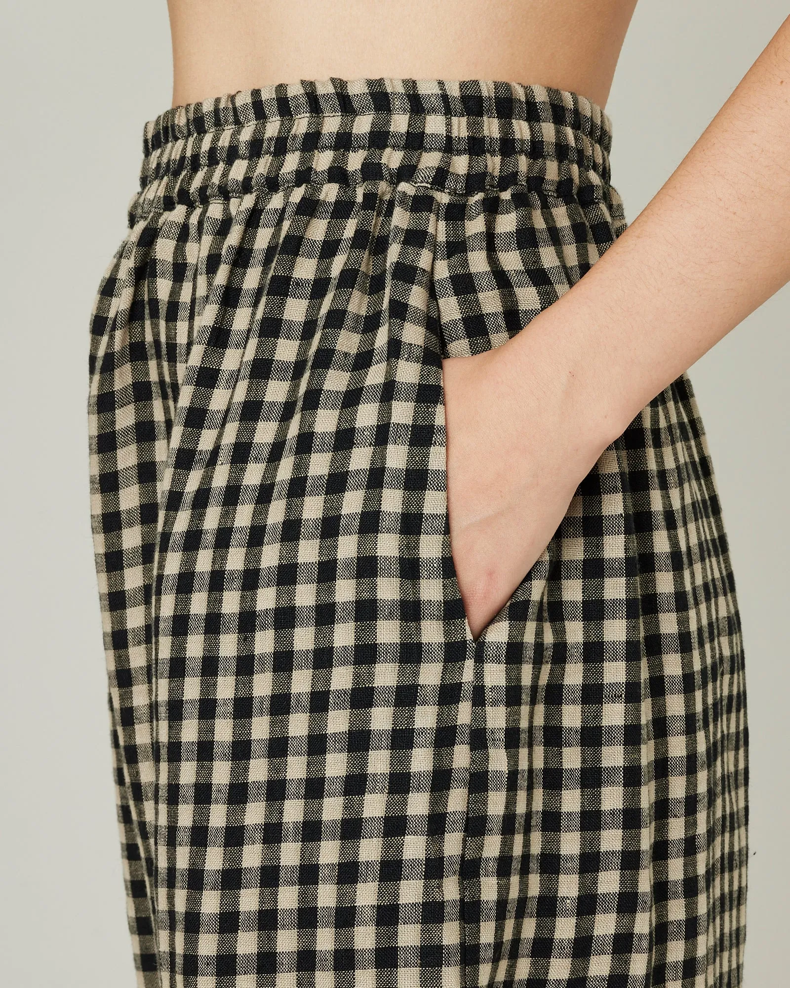 Mabel Black & Ecru Check Linen Trousers