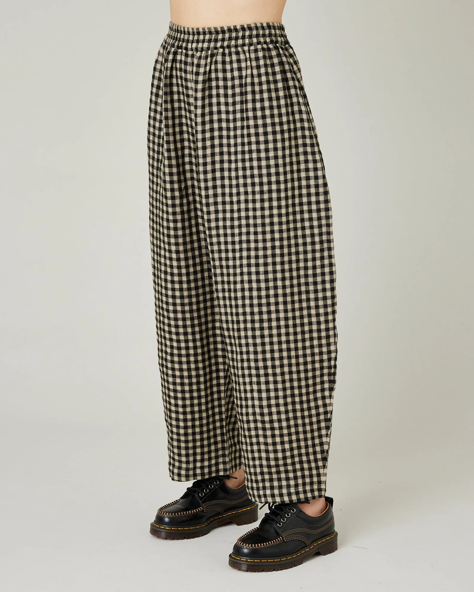 Mabel Black & Ecru Check Linen Trousers