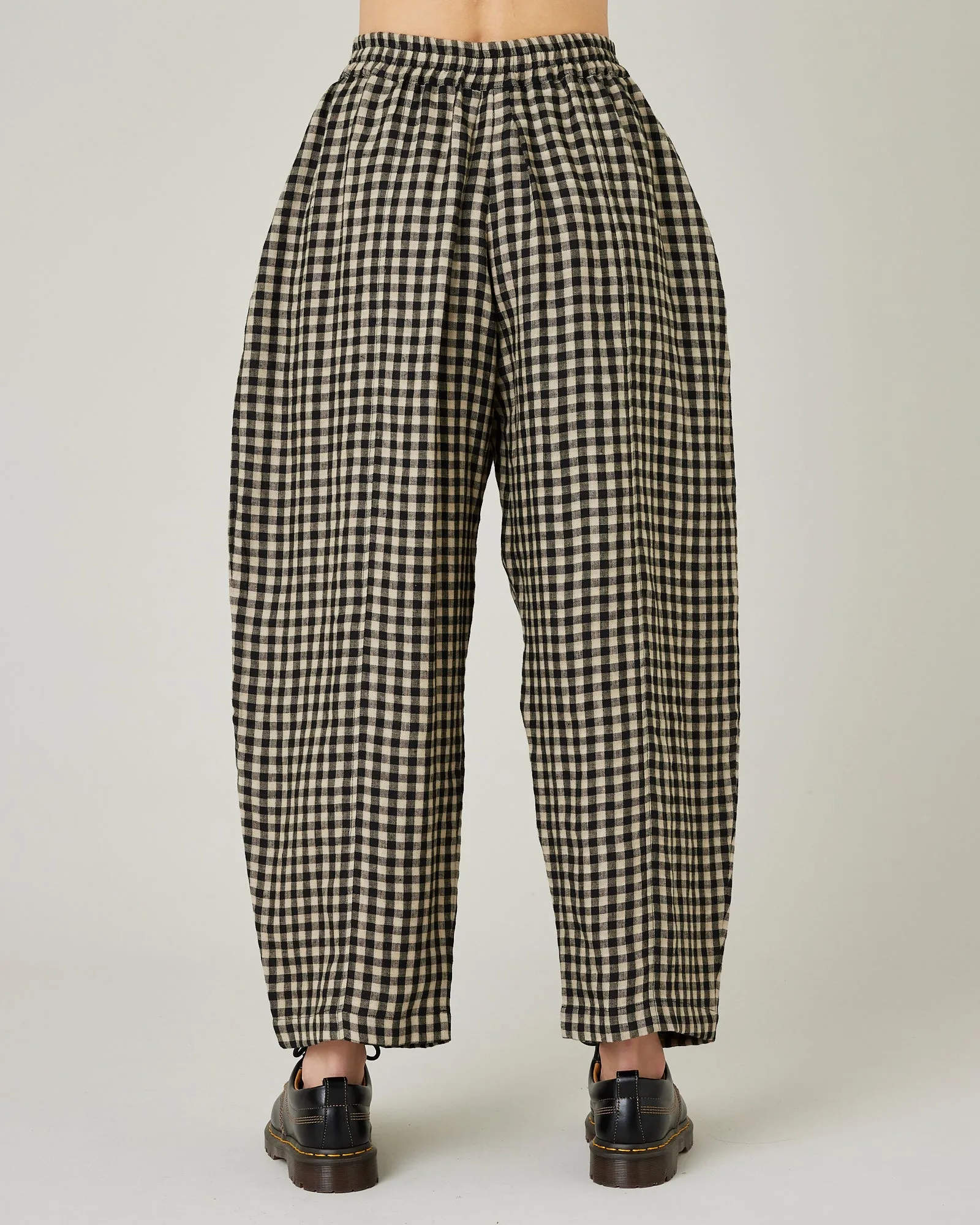 Mabel Black & Ecru Check Linen Trousers