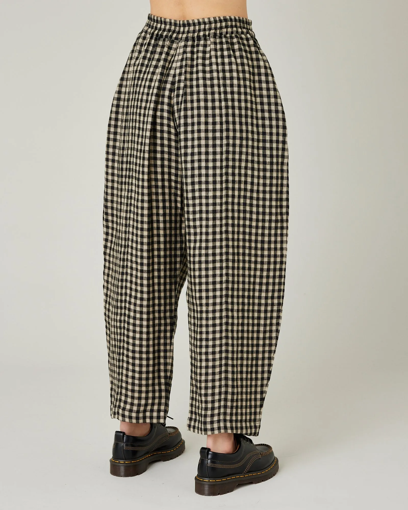 Mabel Black & Ecru Check Linen Trousers