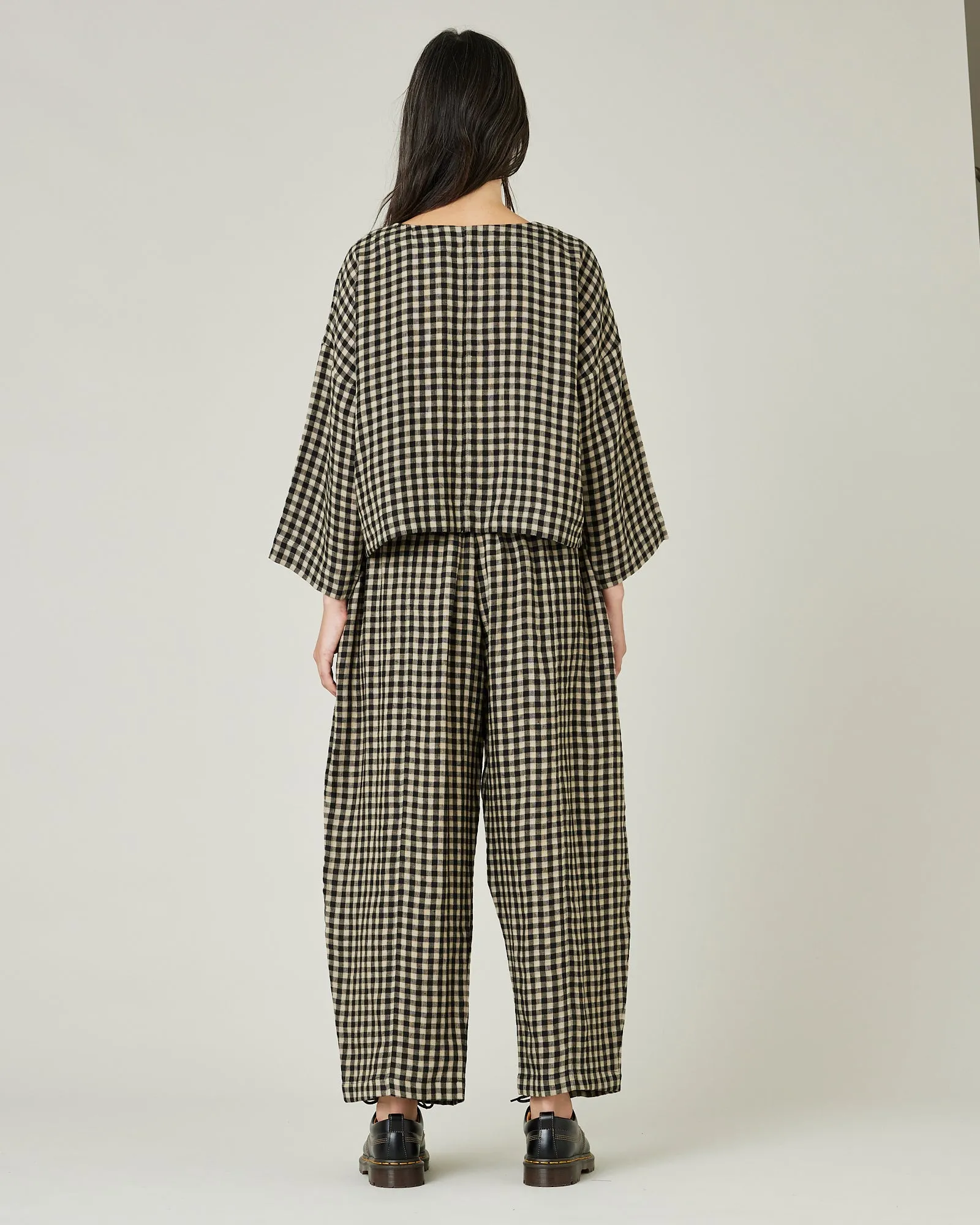 Mabel Black & Ecru Check Linen Trousers