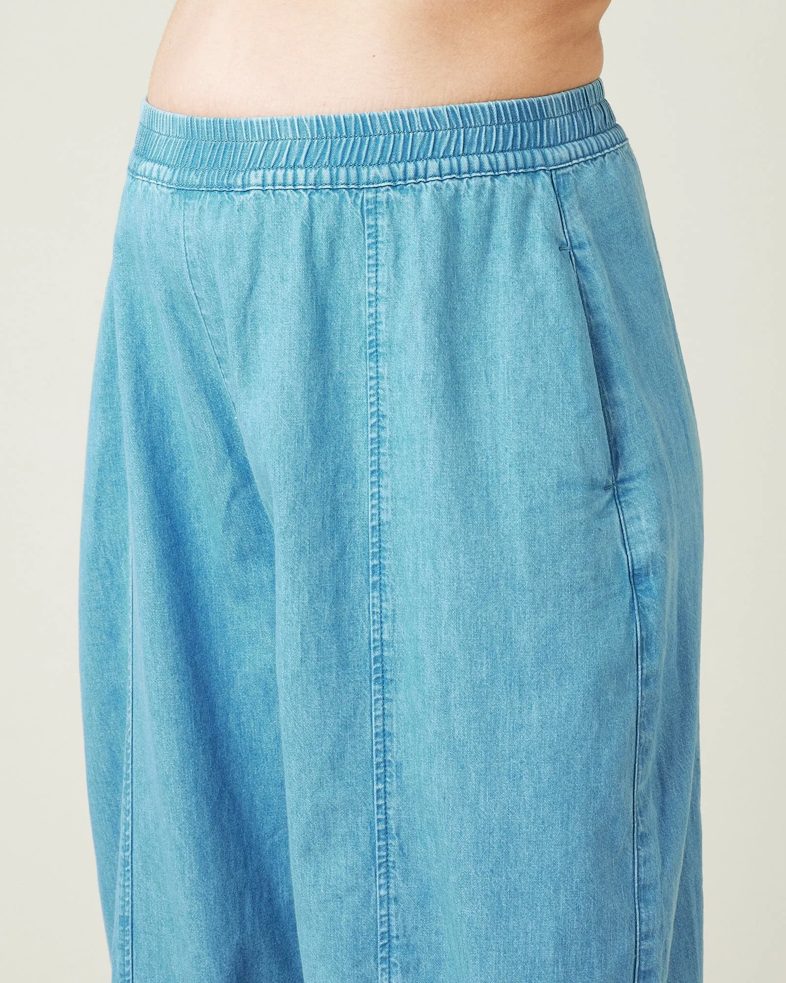 Mabel Light Wash Denim Chambray Trousers