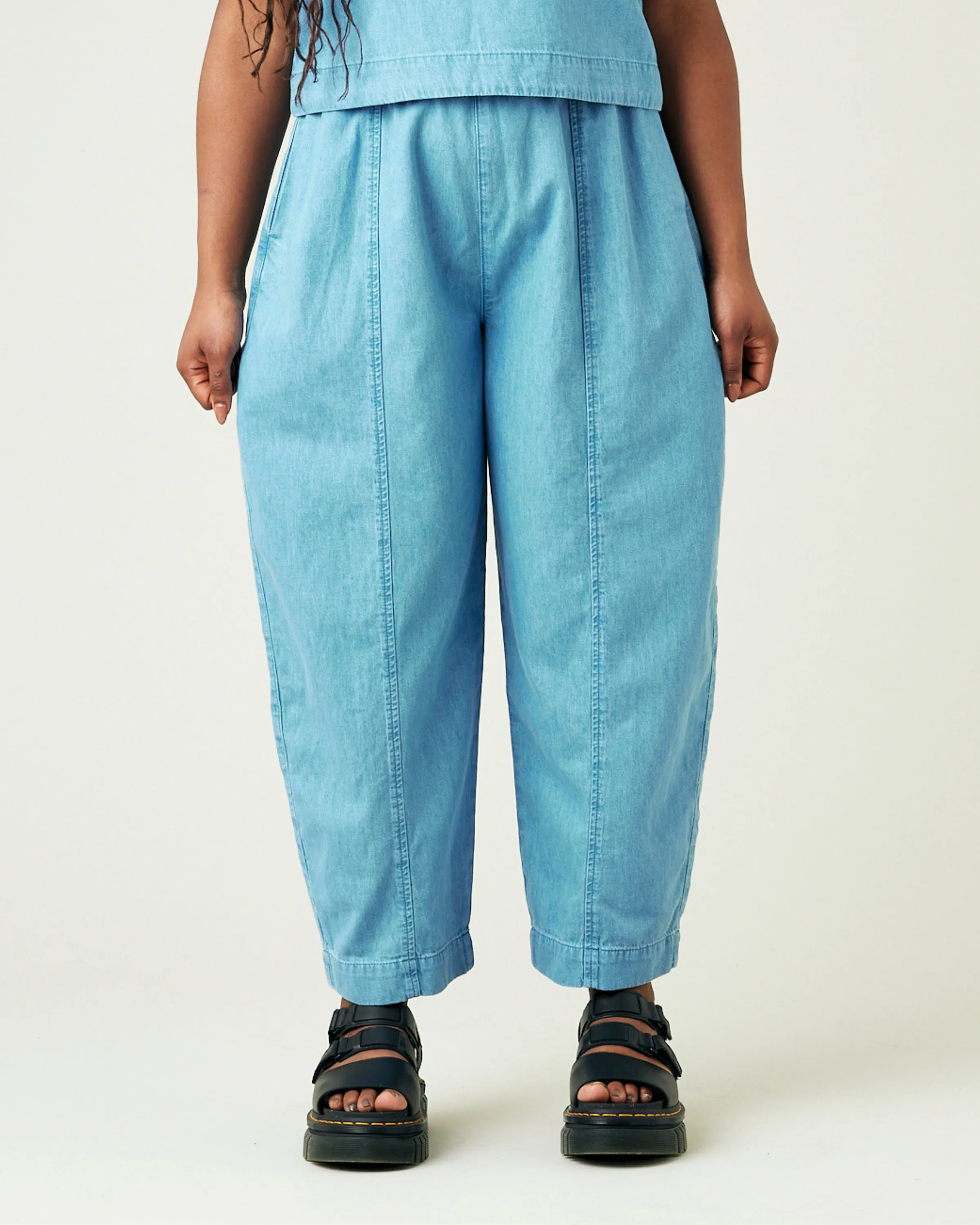 Mabel Light Wash Denim Chambray Trousers