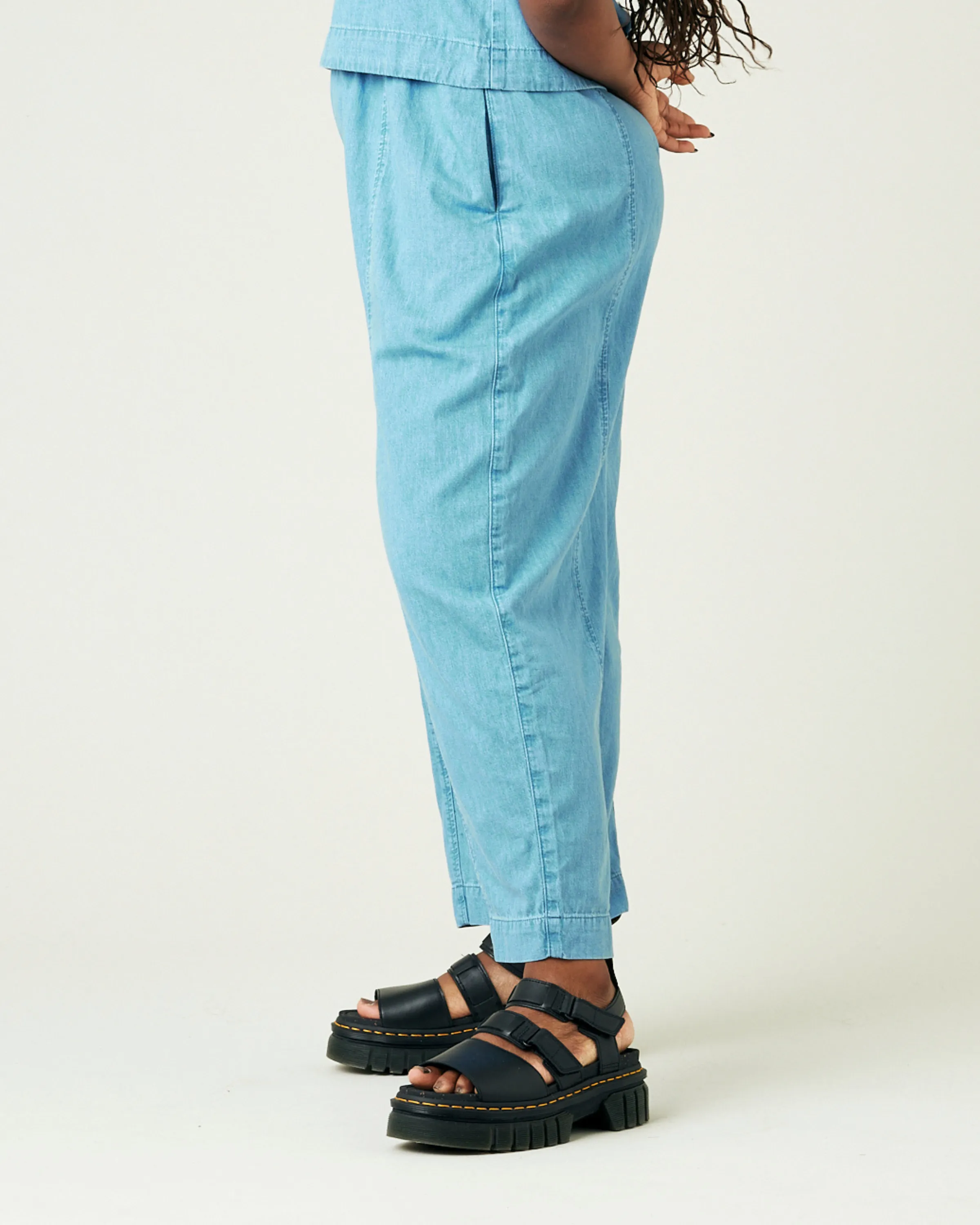 Mabel Light Wash Denim Chambray Trousers