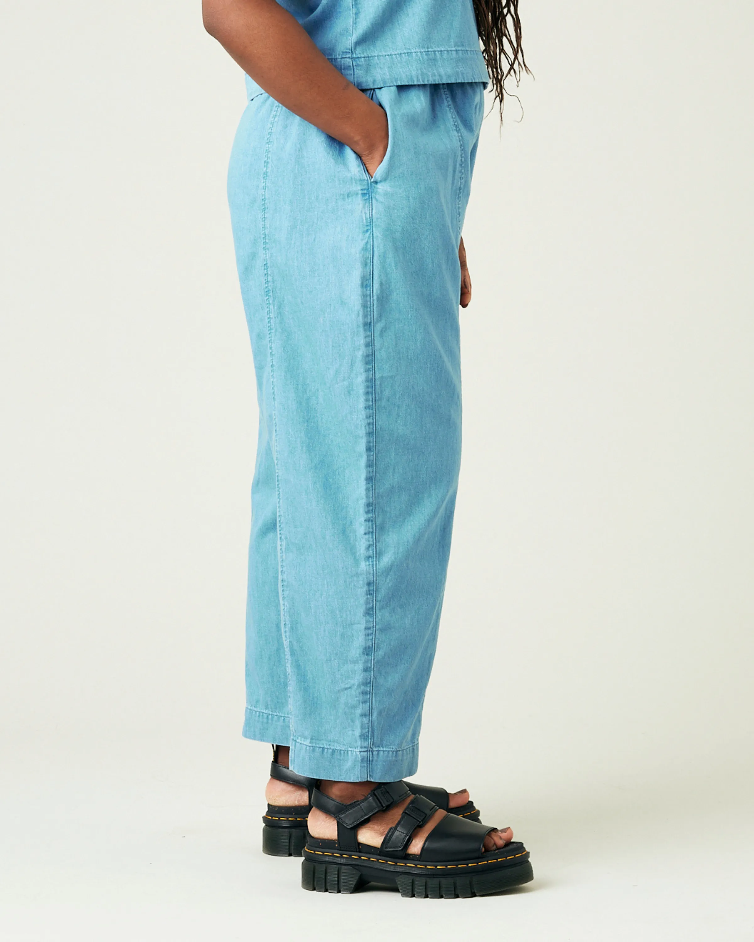 Mabel Light Wash Denim Chambray Trousers