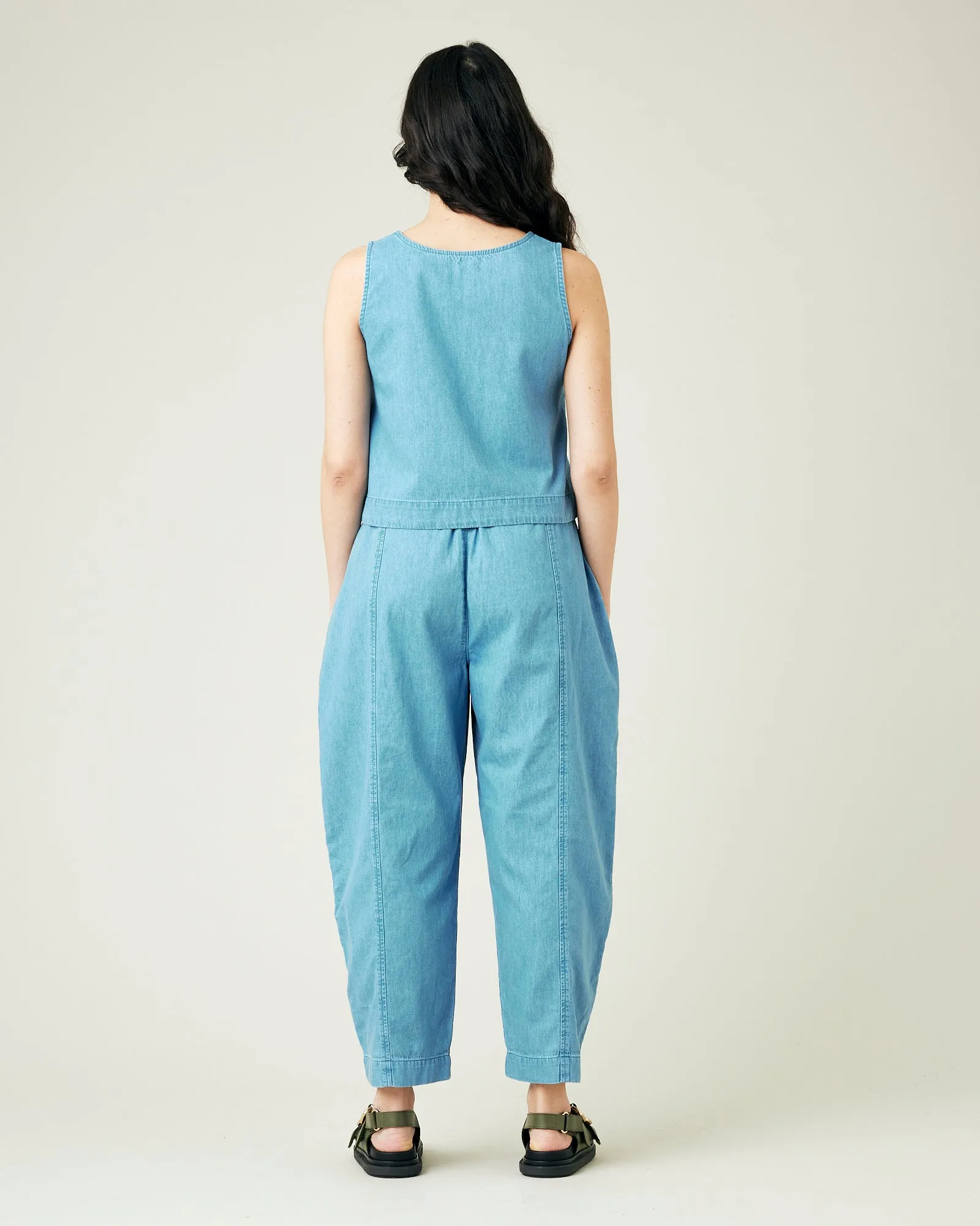 Mabel Light Wash Denim Chambray Trousers