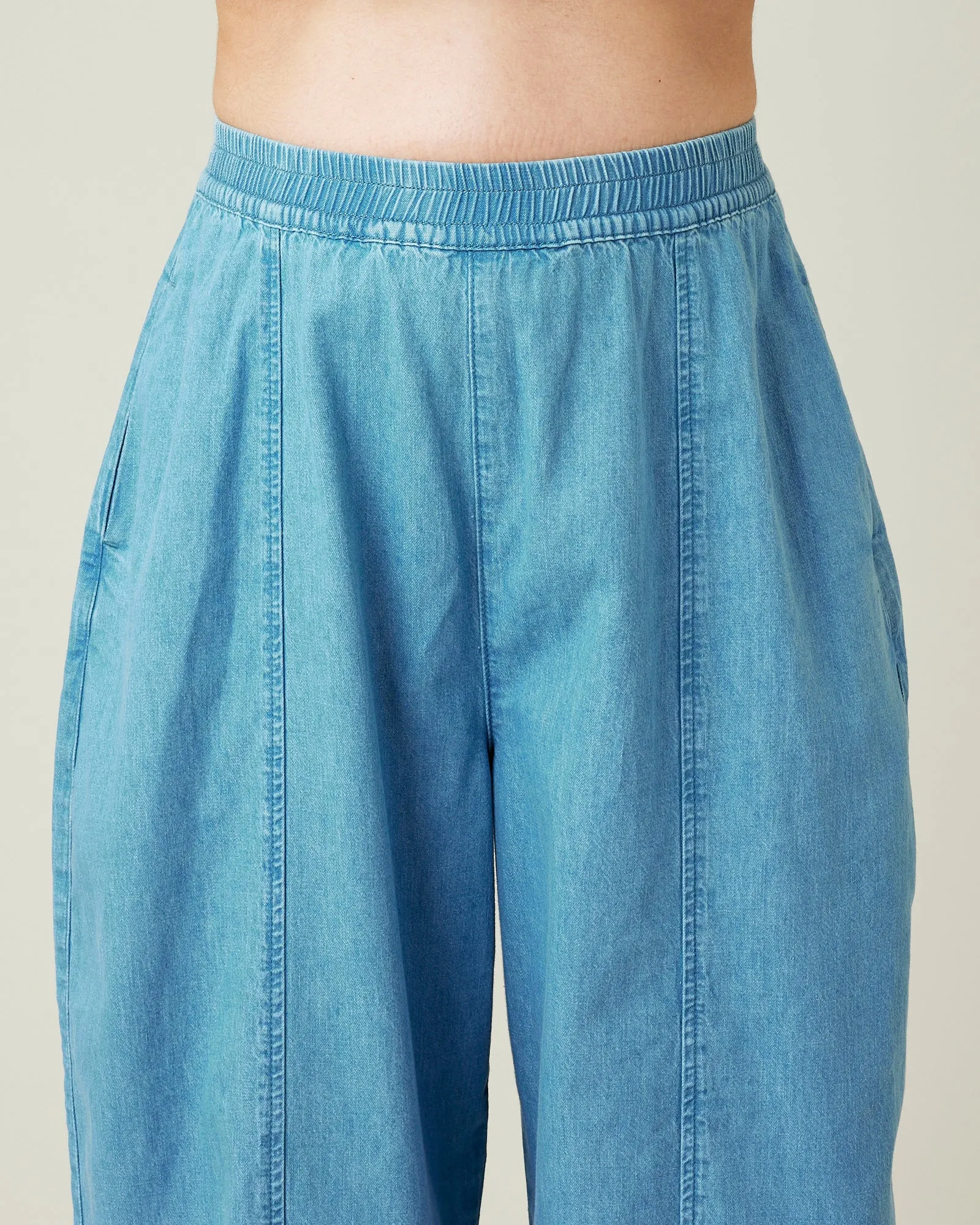 Mabel Light Wash Denim Chambray Trousers