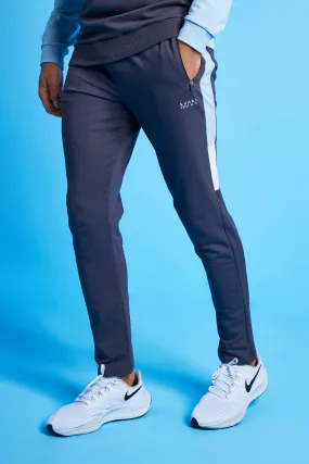 Man Active Colour Block Striped Joggers