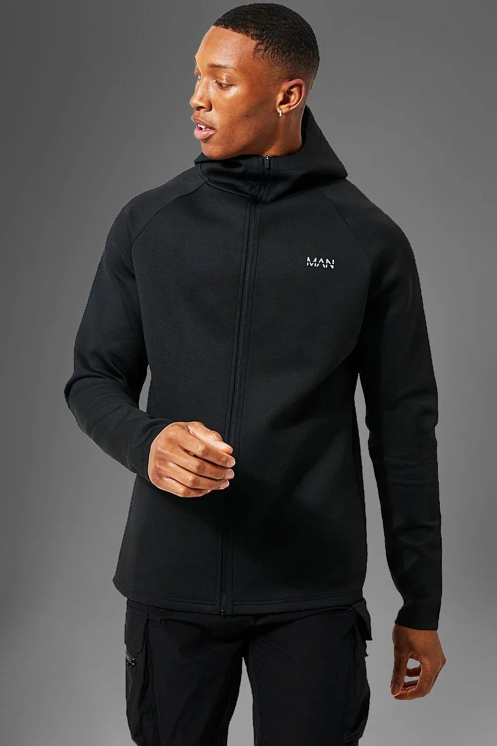 Man Active Precision Zip Through Hoodie | boohooMAN UK