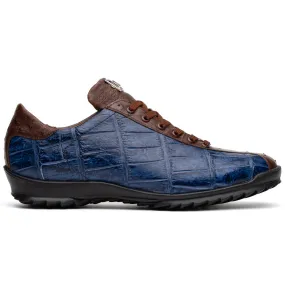 Marco Di Milano Saulo Alligator & Ostrich Sneakers Blue Jean