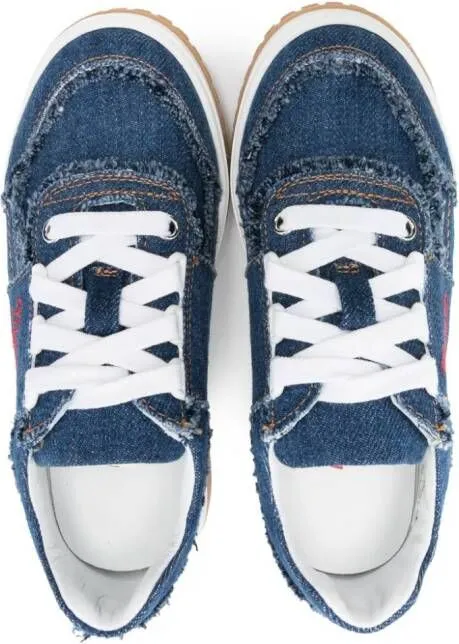 Marni Kids panelled denim sneakers Blue